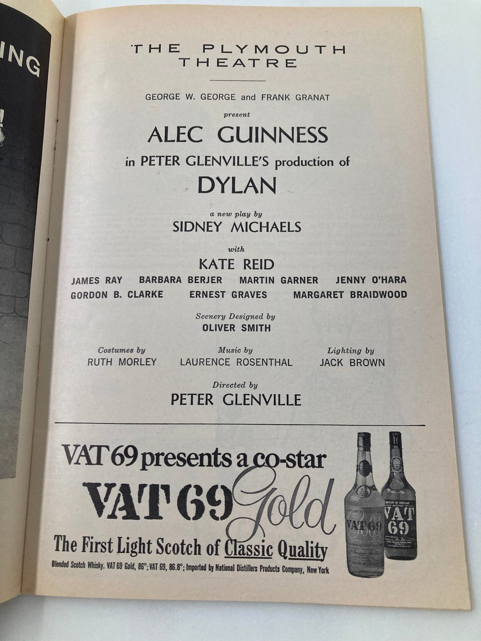 1964 Playbill The Plymouth Theatre Alec Guinnes, Kate Reid in Dylan