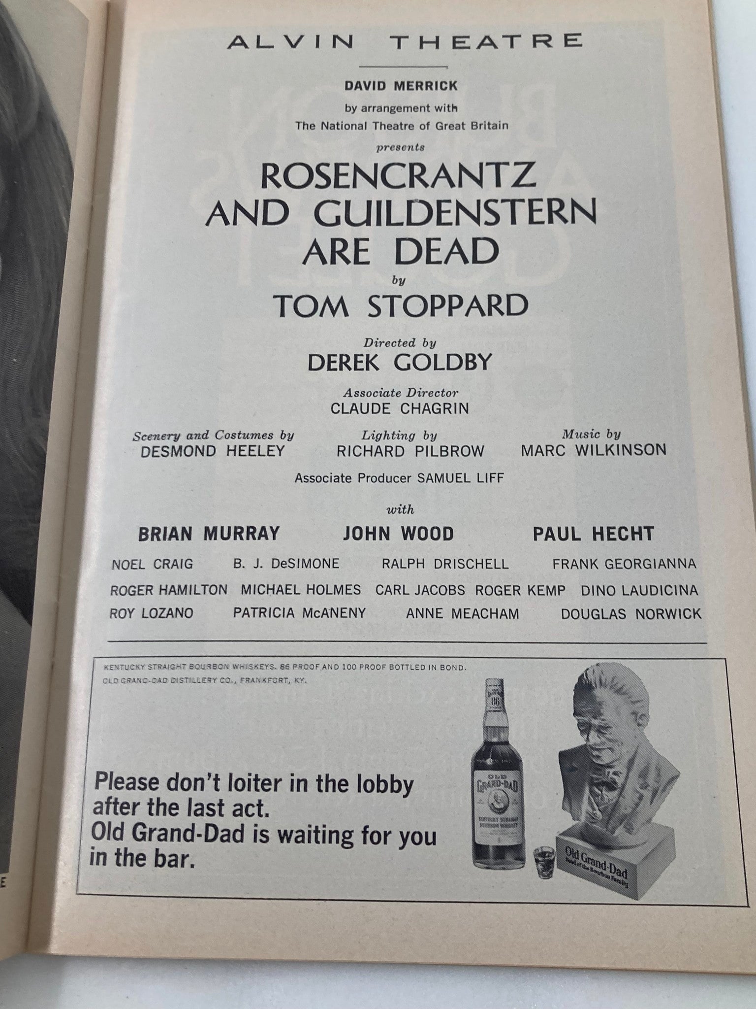 1967 Playbill Alvin Theatre Brian Murray in Rosencrantz & Guildenstern Are Dead