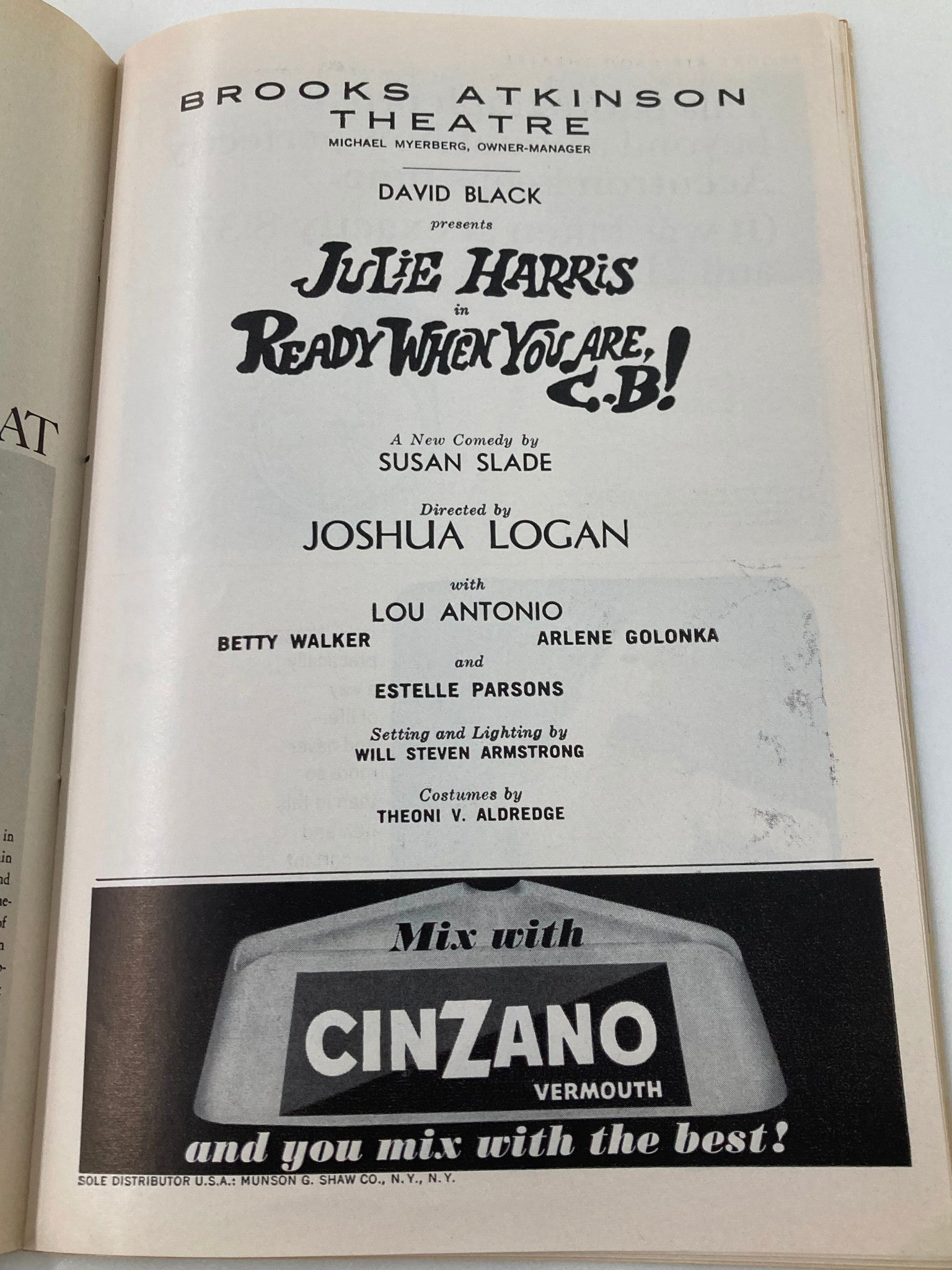 1965 Playbill Brooks Atkinson Theatre Julie Harris in Ready When You Are C.B!