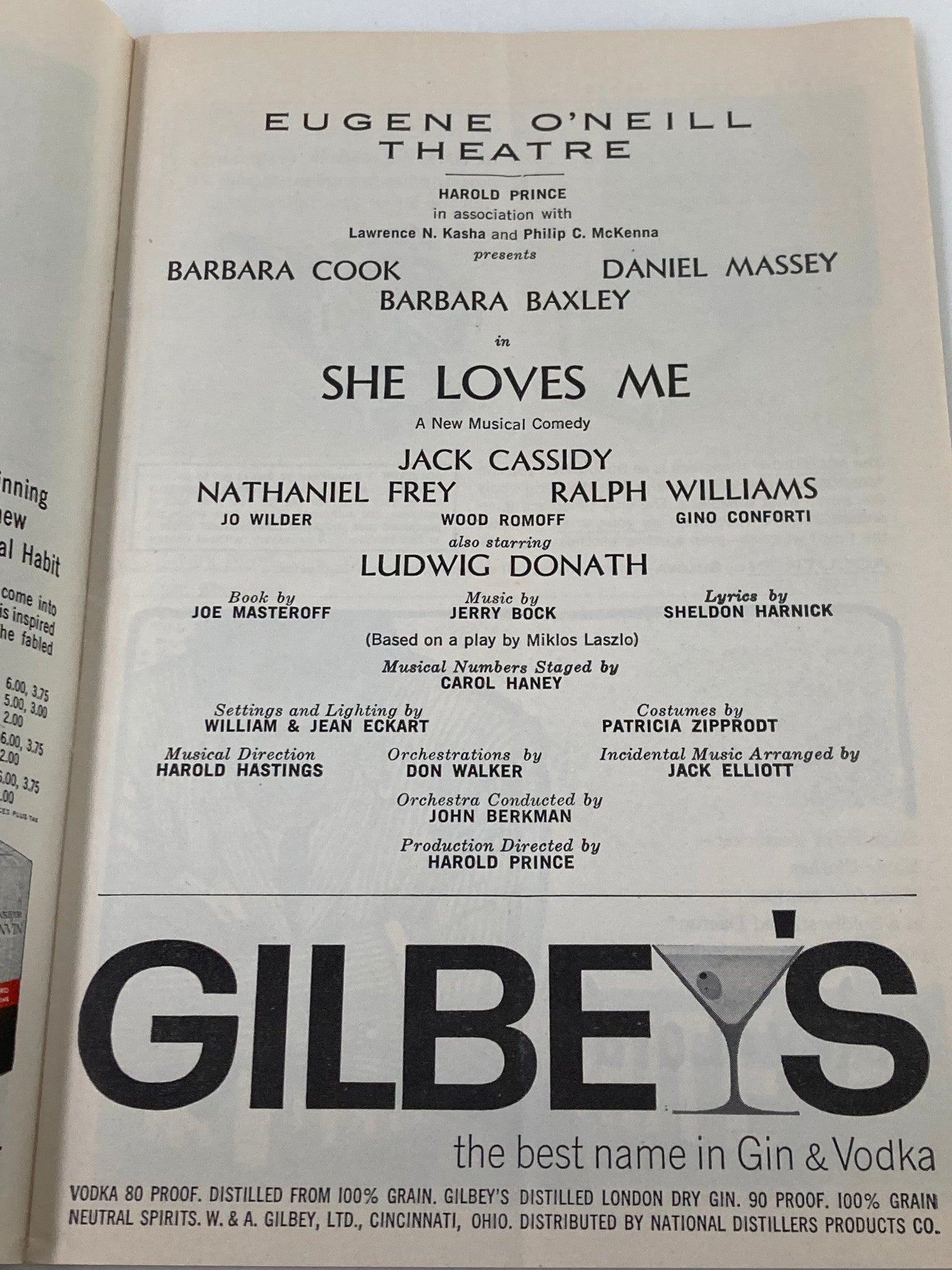 1963 Playbill Eugene O'Neill Theatre Barbara Cook in She Loves Me