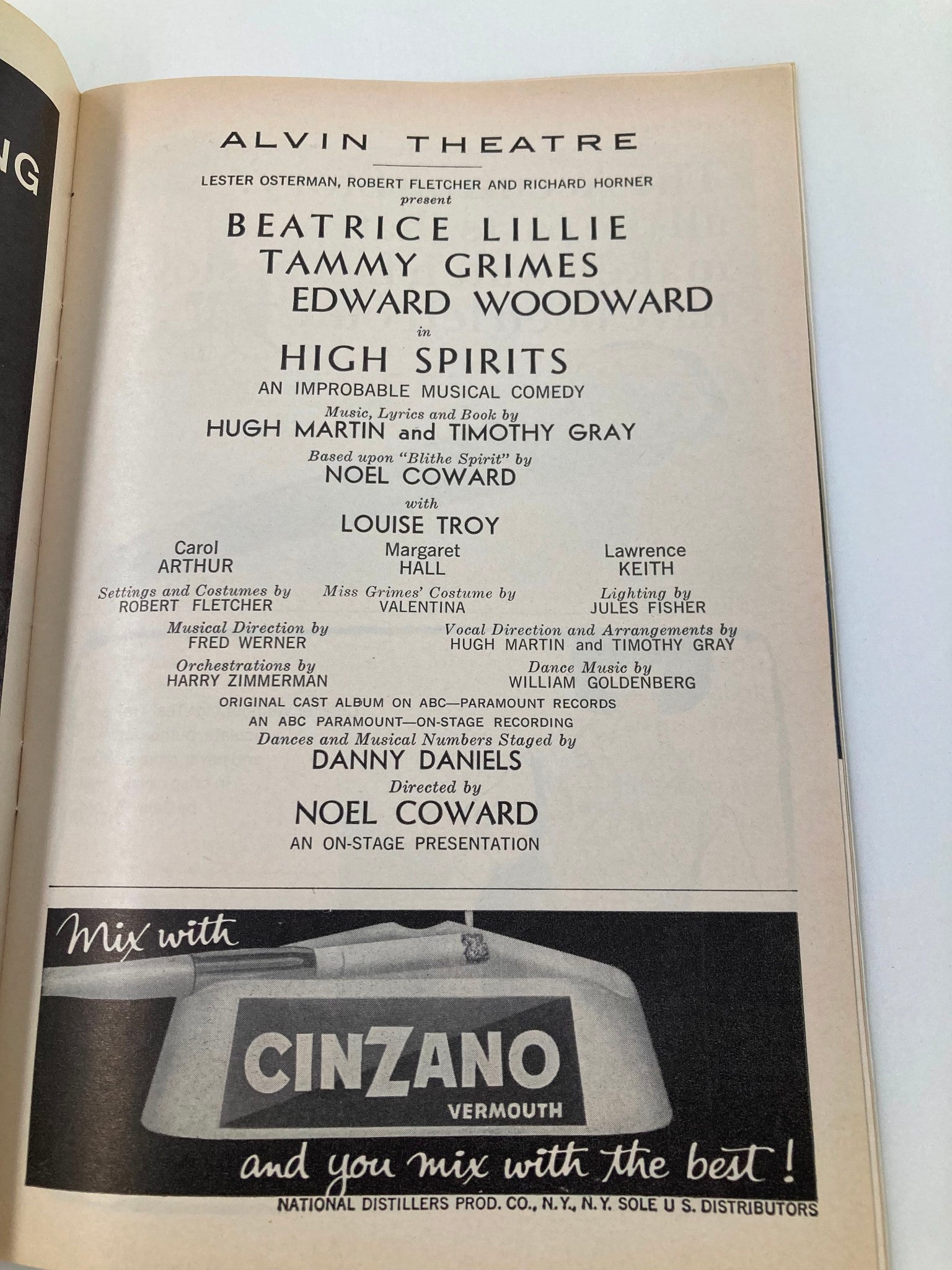 1964 Playbill Alvin Theatre Beatrice Lillie, Tammy Grimes in High Spirits