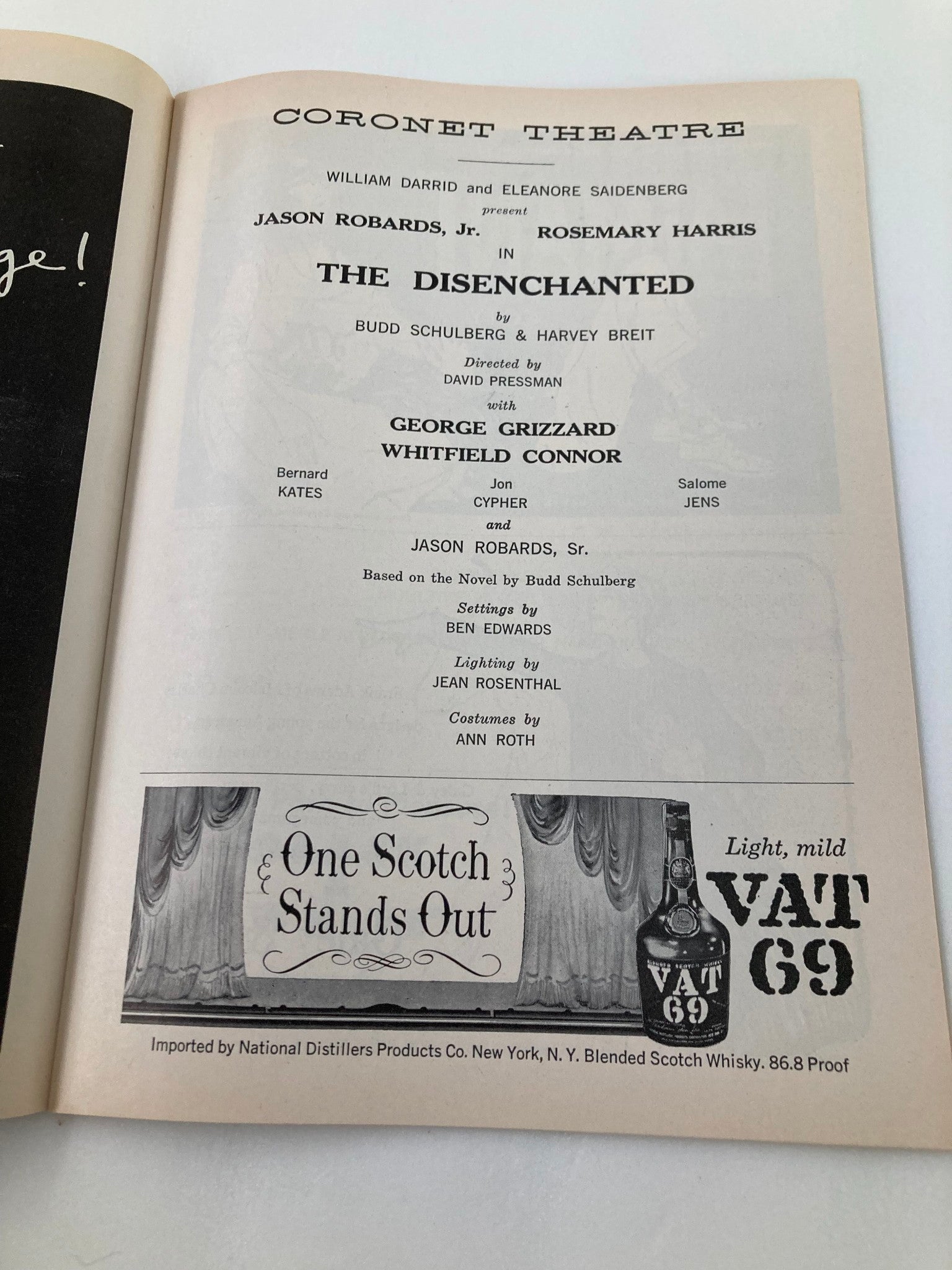 1959 Playbill Coronet Theatre Jason Robards Jr. in The Disenchanted