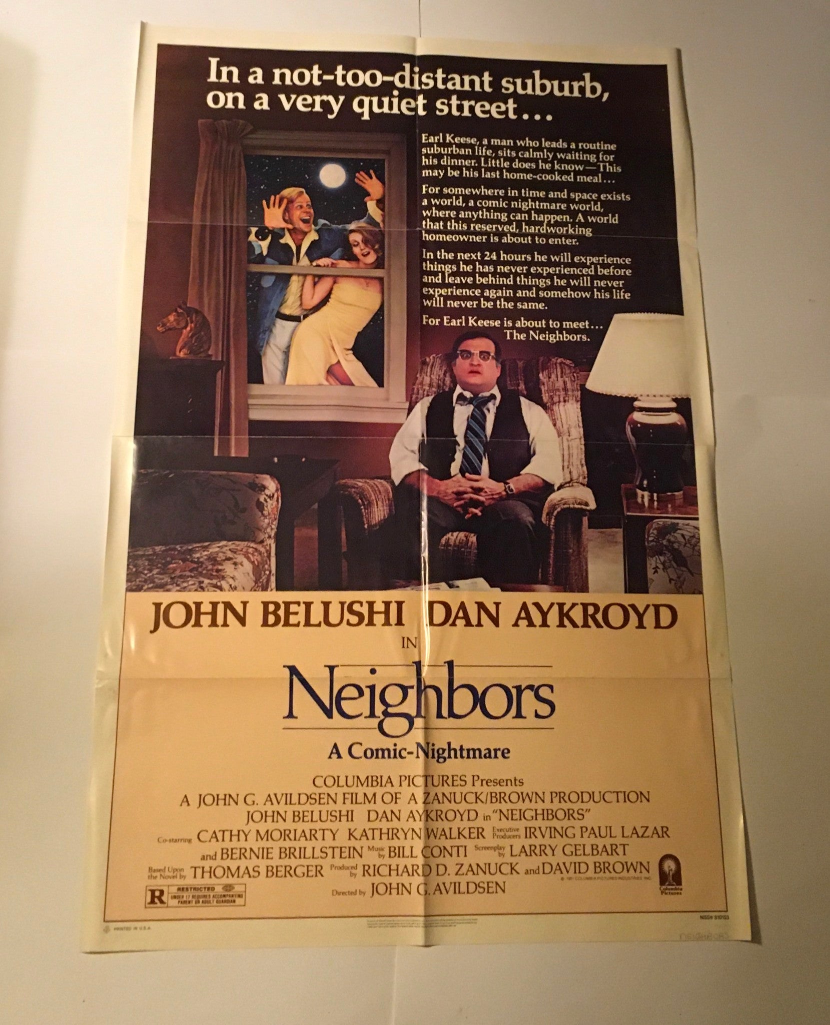 1981 Neighbors 41" x 27" Original Movie Poster John Belushi, Dan Aykroyd