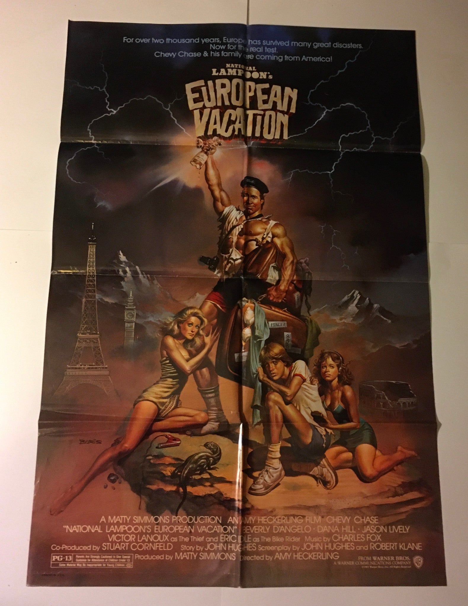 1985 European Vacation 41" x 27" Original Movie Poster Chevy Chase