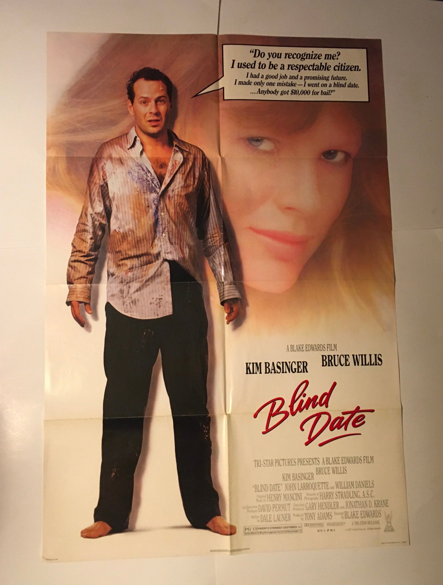 1987 Blind Date 40" x 27" Original Movie Poster Bruce Willis