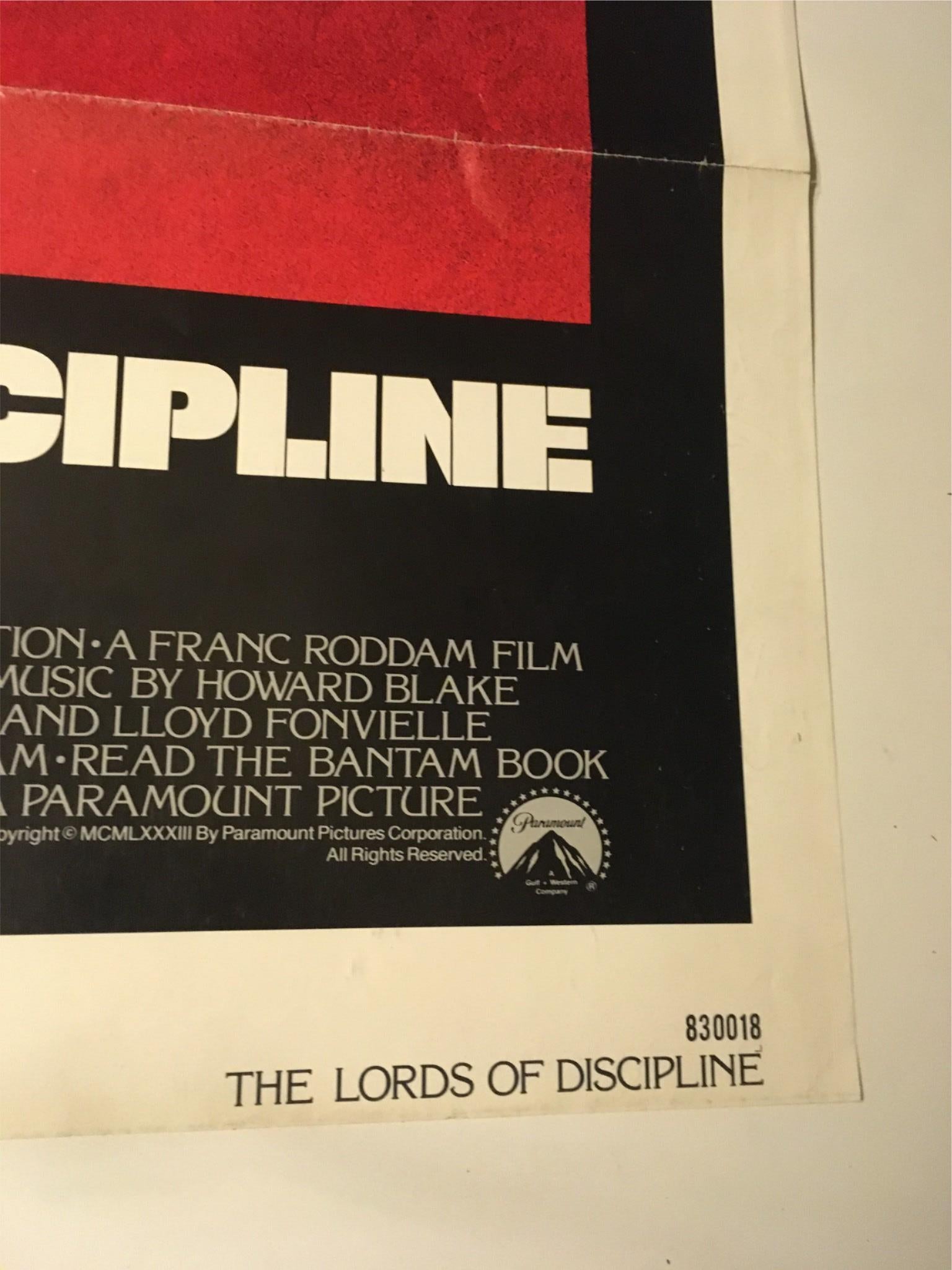 1983 The Lords of Discipline 41" x 27" Original Movie Poster David Keith