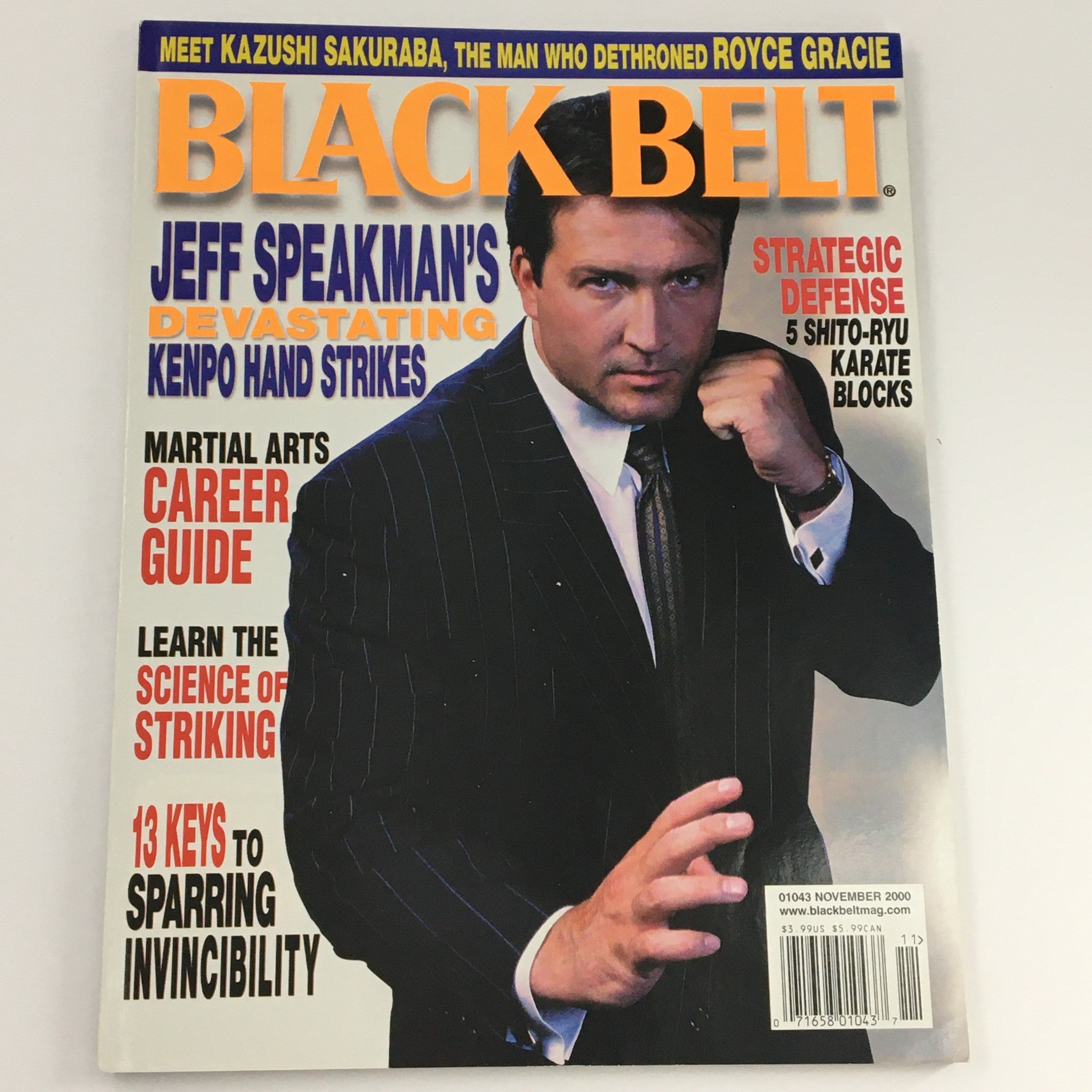 Black Belt Magazine November 2000 Jeff Speakman's Kenpo Hand Strikes, Newsstand