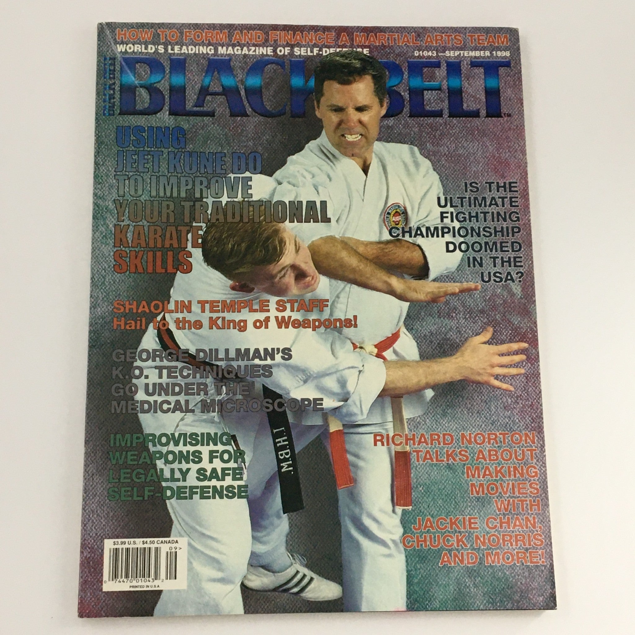 Black Belt Magazine September 1998 George Dillman's K.O. Techniques, Newsstand