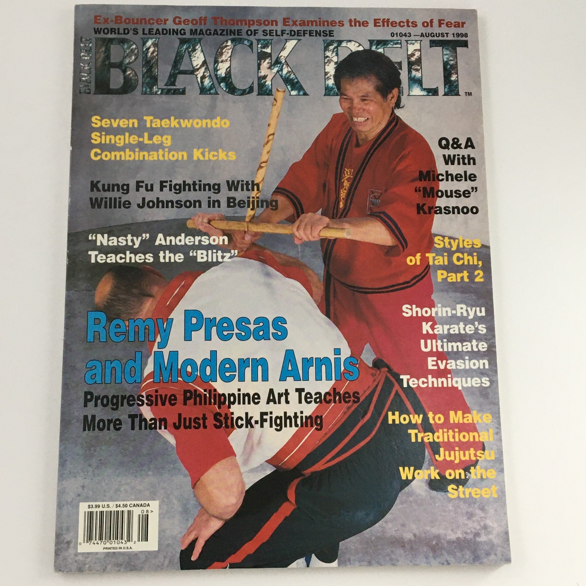 Black Belt Magazine August 1998 Remy Presas and Modern Arnis Feature, Newsstand