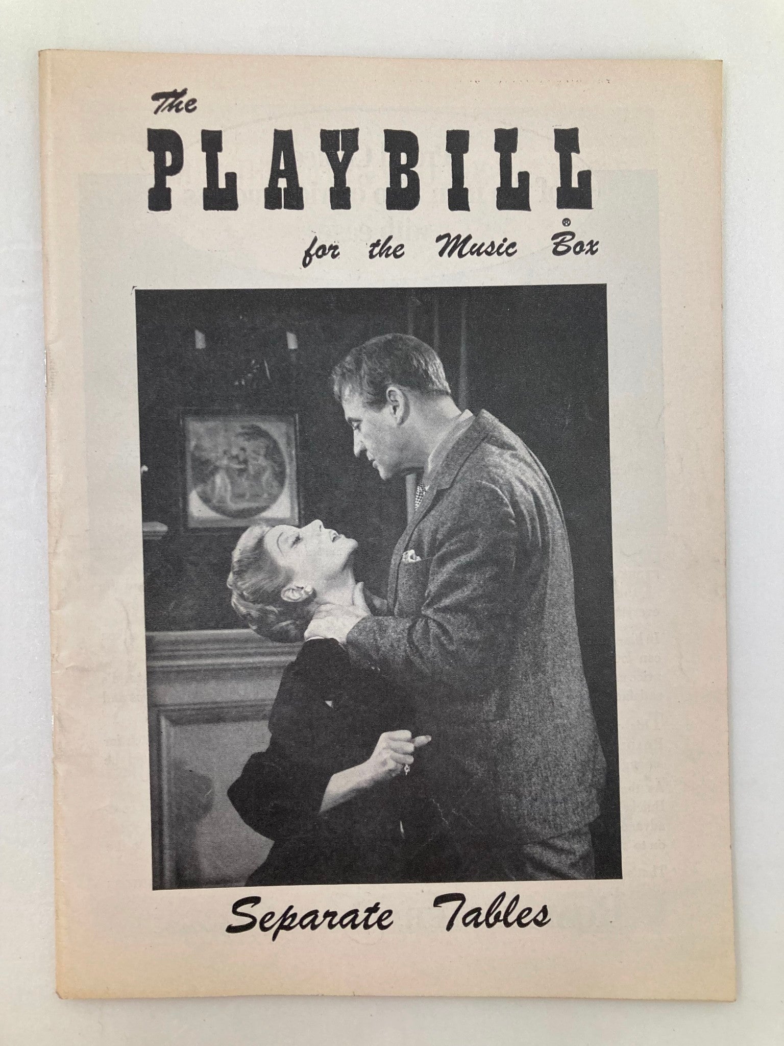 1957 Playbill The Music Box Eric Portman, Margaret Leighton in Separate Tables