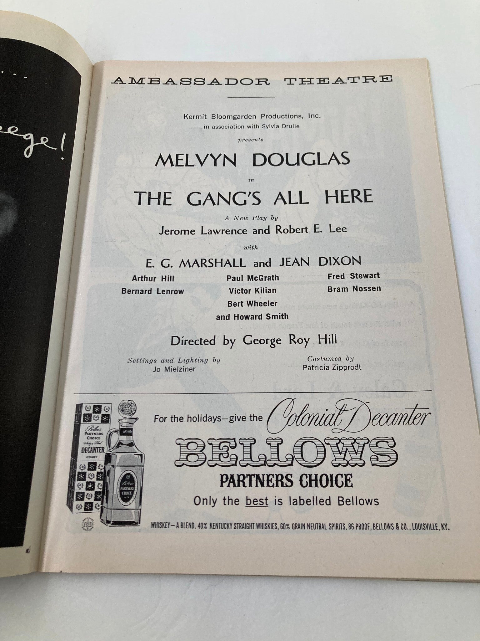 1959 Playbill Ambassador Theatre Melvyn Douglas in The Gang's All Here