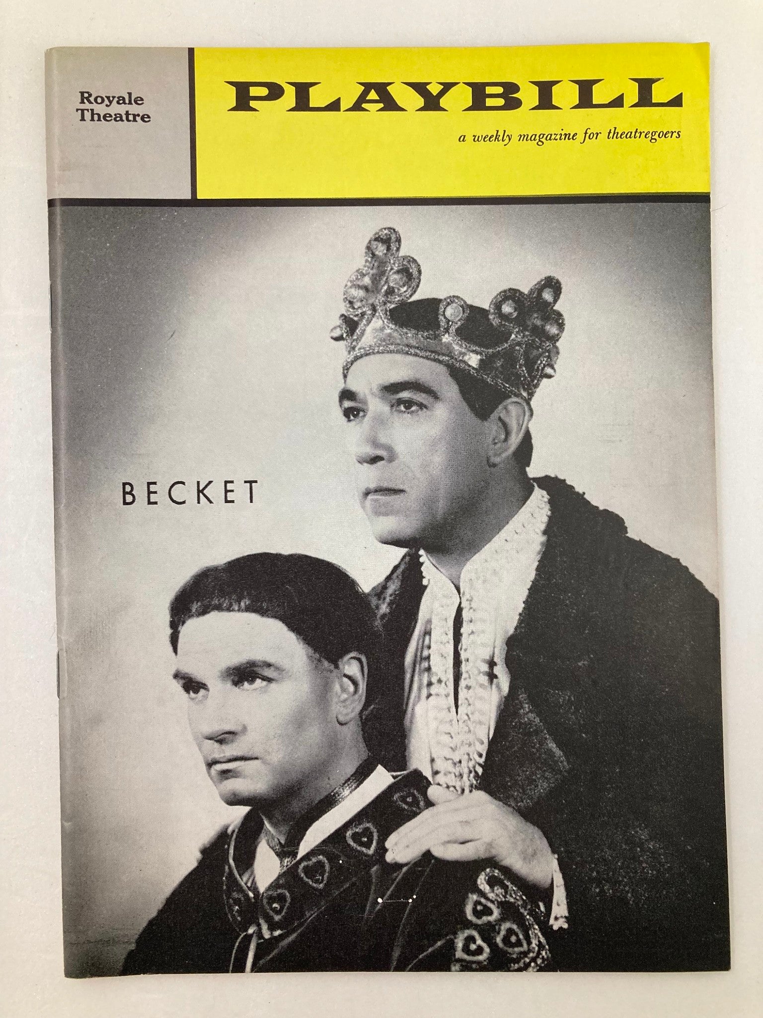 1961 Playbill Royale Theatre Laurence Oliver, Anthony Quinn in Becket