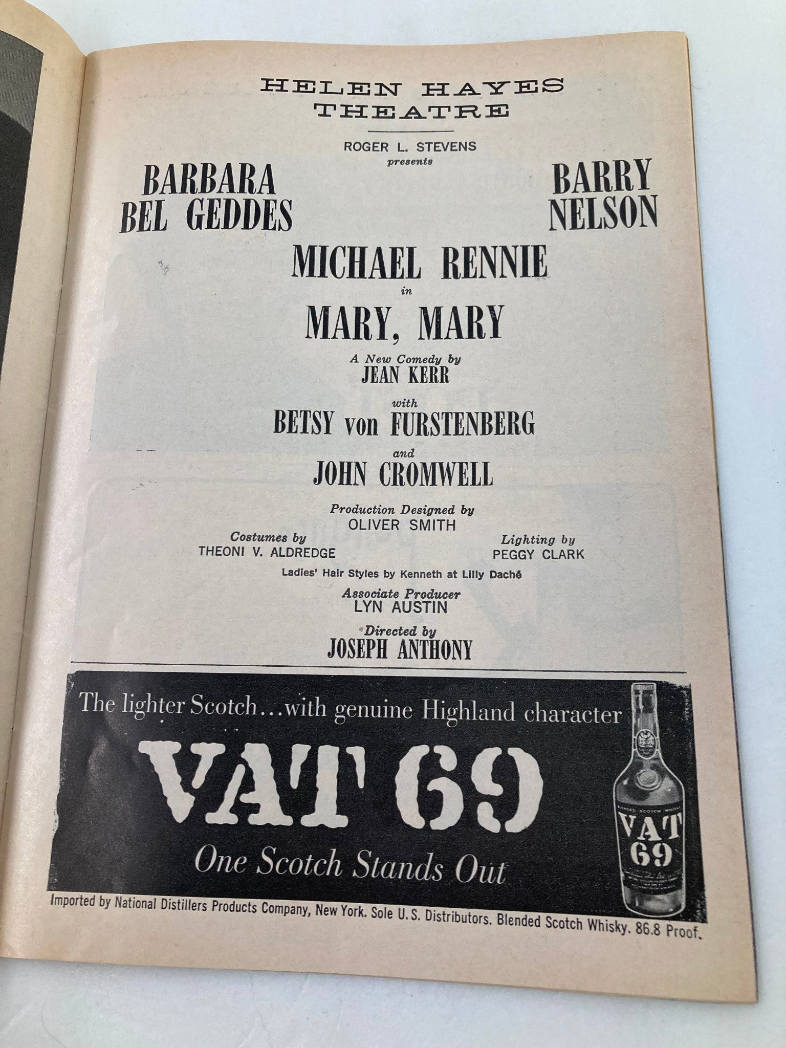 1961 Playbill Helen Hayes Theatre Michael Rennie, Barry Nelson in Mary, Mary