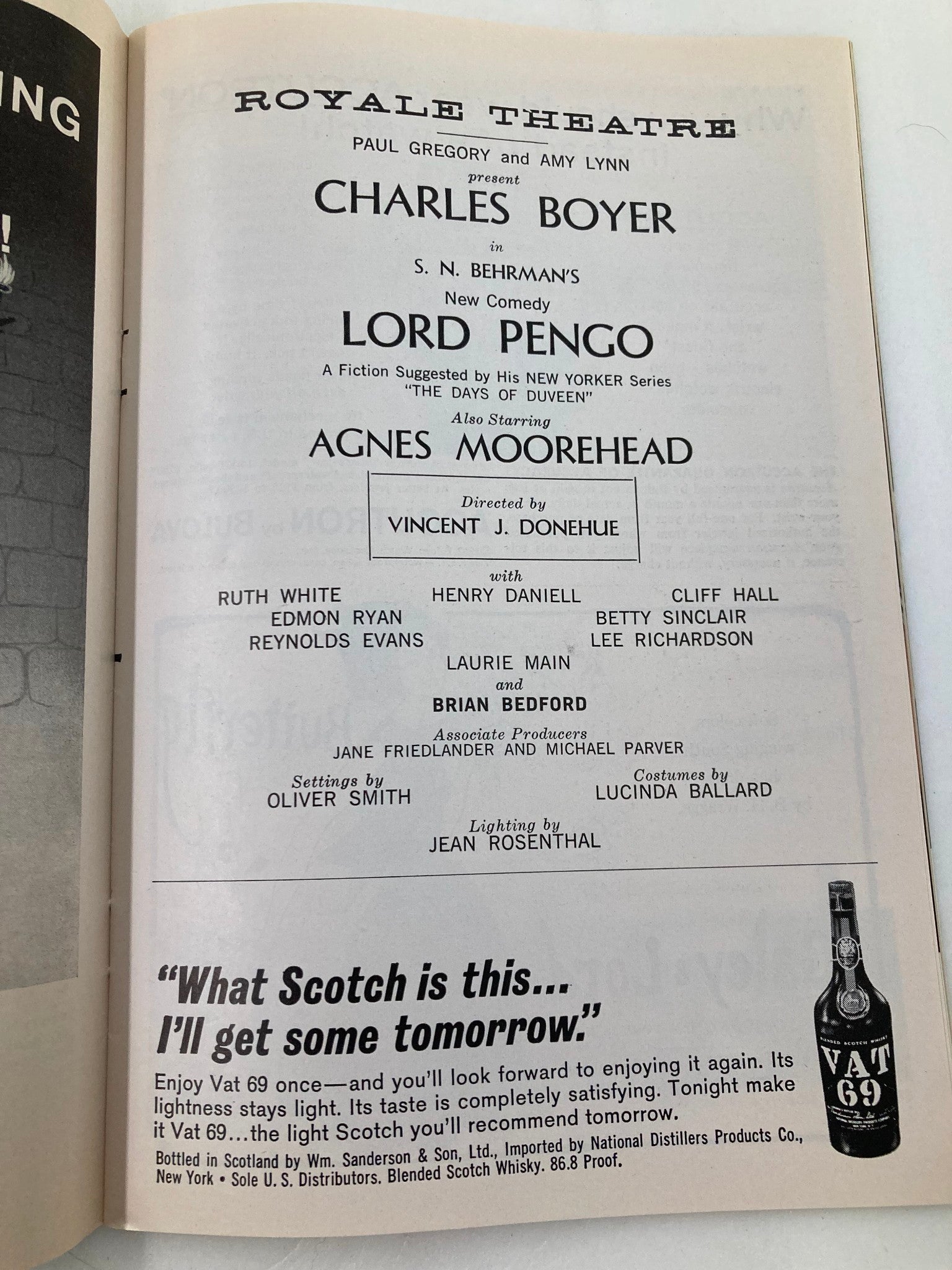 1963 Playbill Royale Theatre Charles Boyer, Agnes Moorehead in Lord Pengo