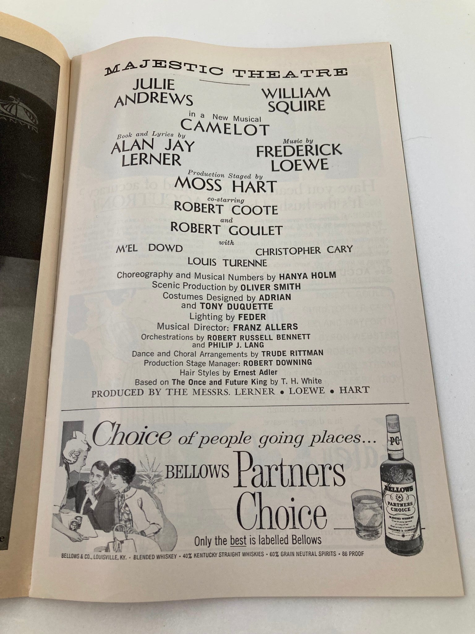 1962 Playbill Majestic Theatre Julie Andrews, William Squire in Camelot