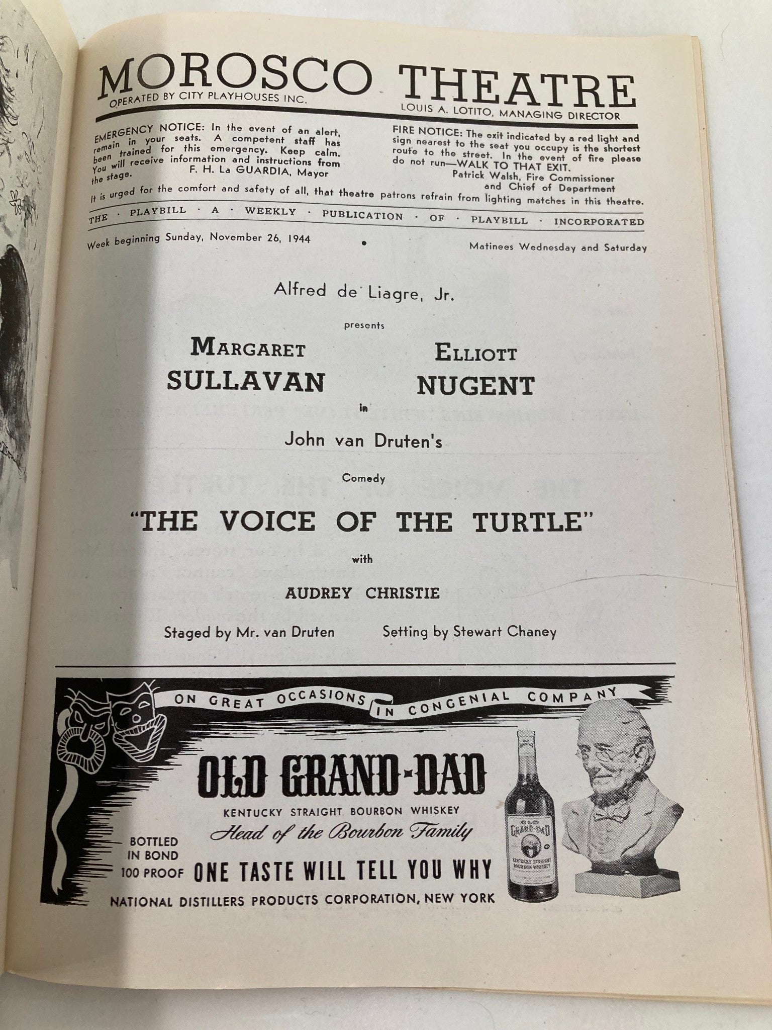 1944 Playbill Morosco Theatre Margaret Sullavan in The Voice of the Turtle