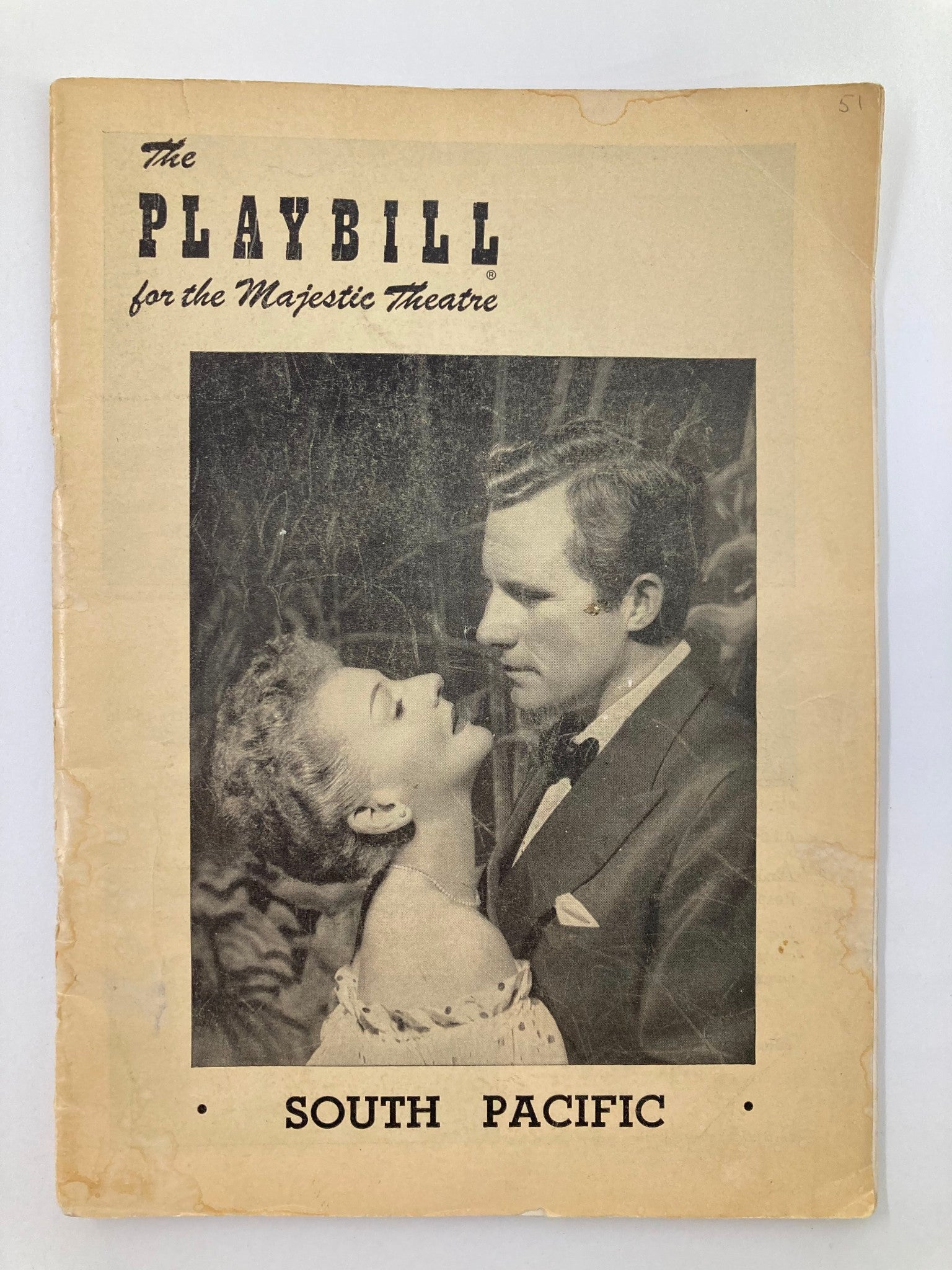 1950 Playbill Majestic Theatre Mary Martin, Ray Middleton in South Pacific