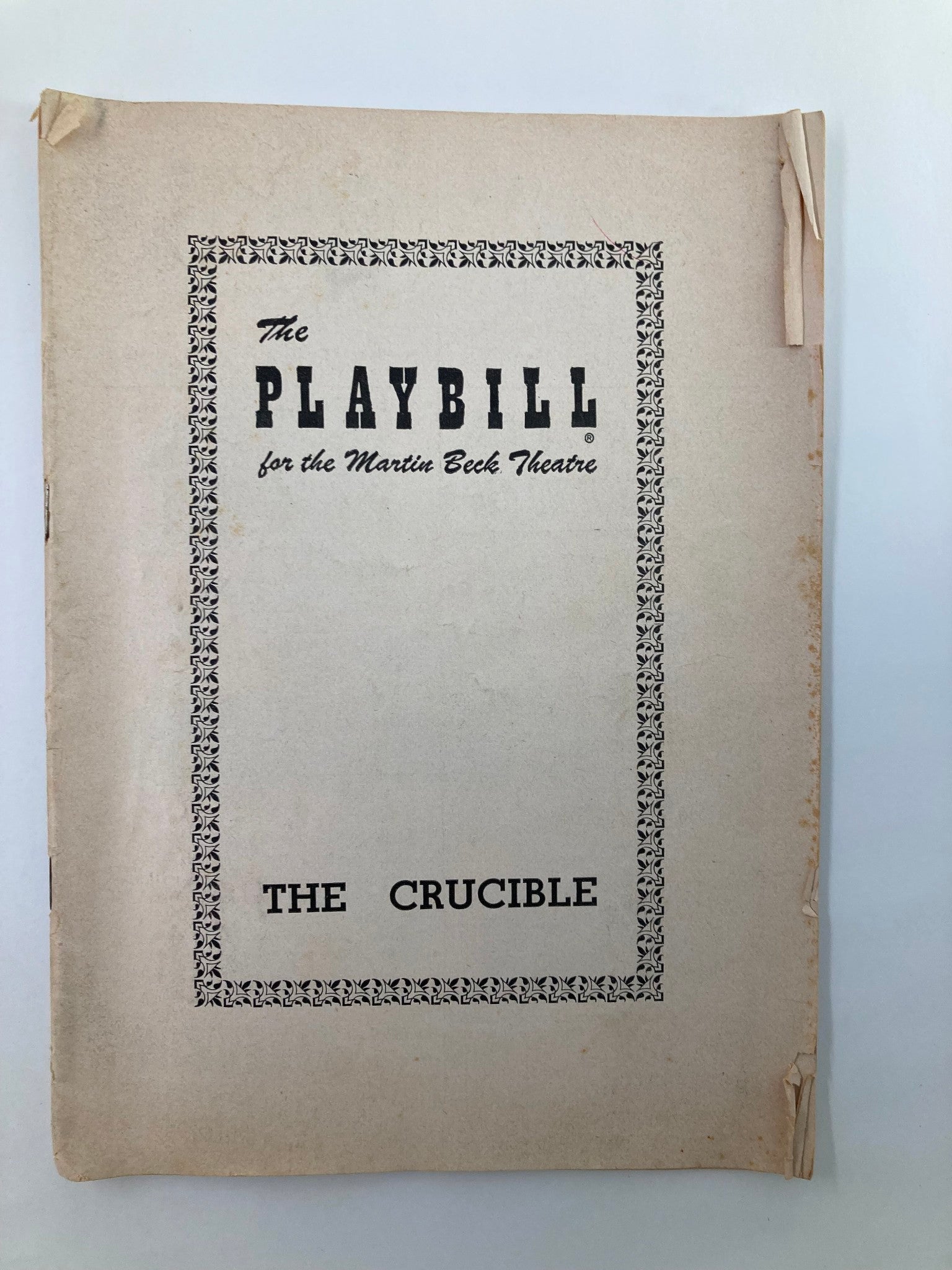 1953 Playbill Martin Beck Theatre Arthur Kennedy, Walter Hampden in The Crucible