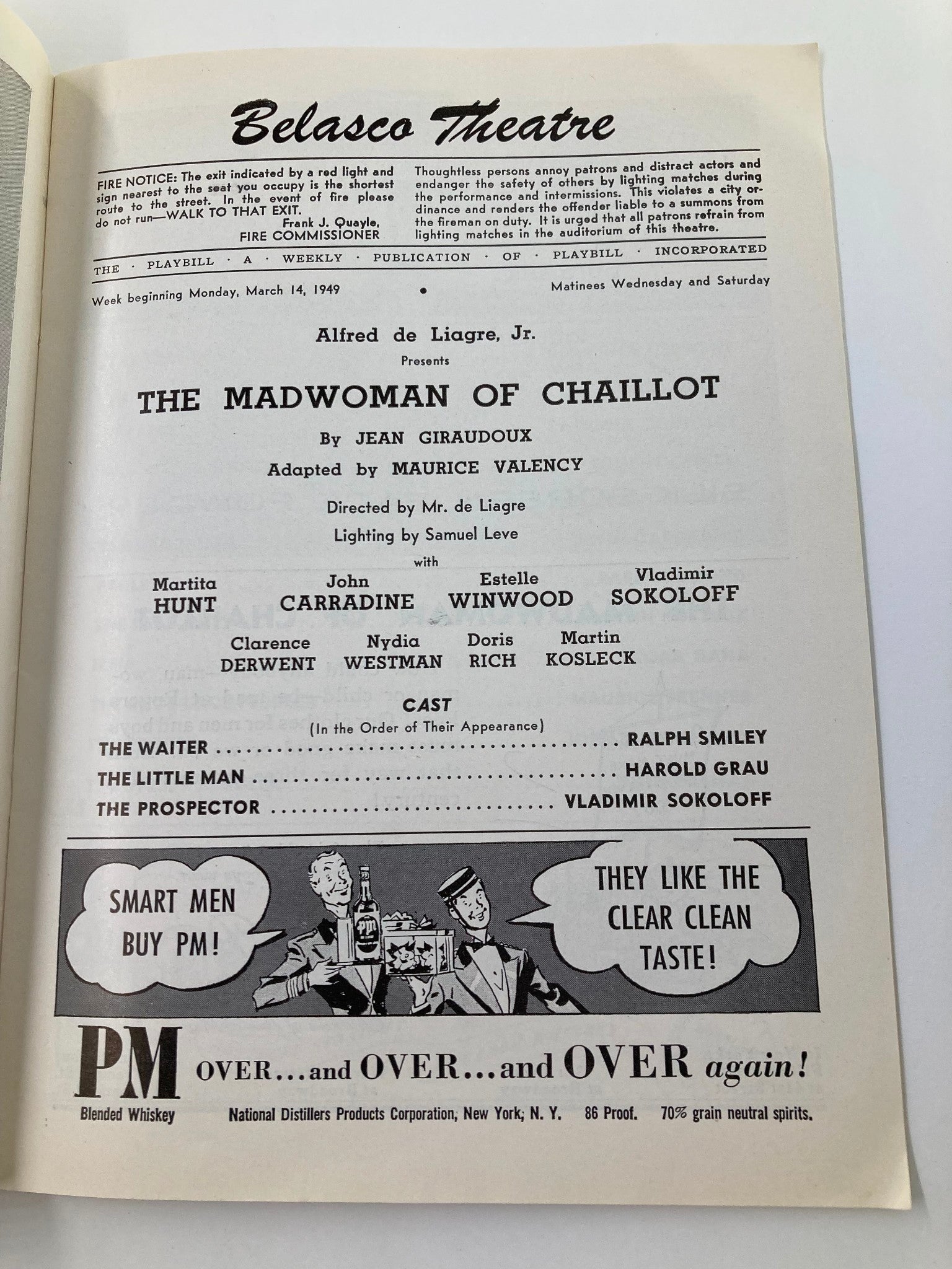 1949 Playbill Belasco Theatre Martita Hunt in The Madwoman of Chaillot