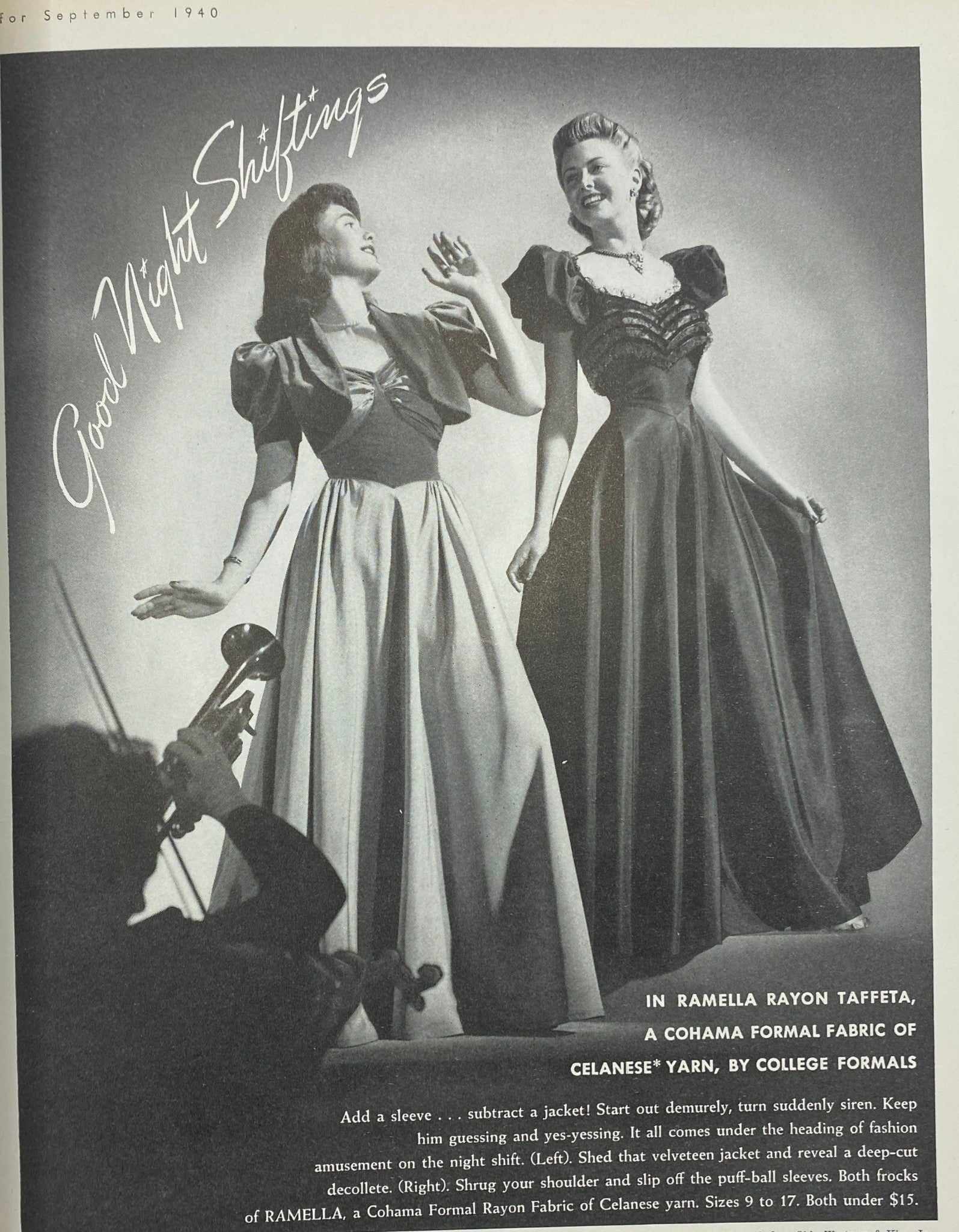 Mademoiselle Magazine September 1940 Back in Focus & Brides No Label