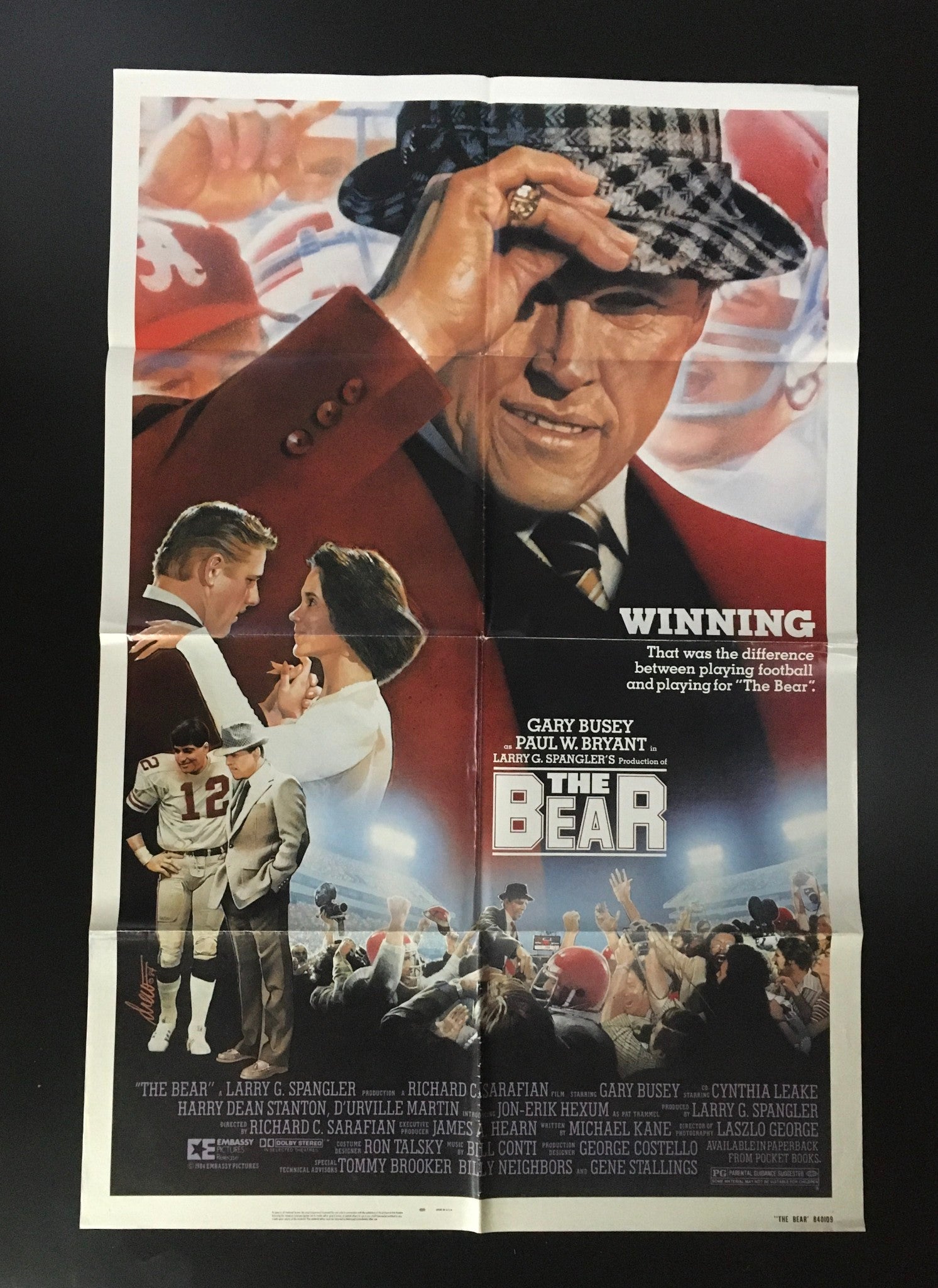 1984 The Bear 41" x 27" Original Movie Poster Gary Busey, Paul Bryant