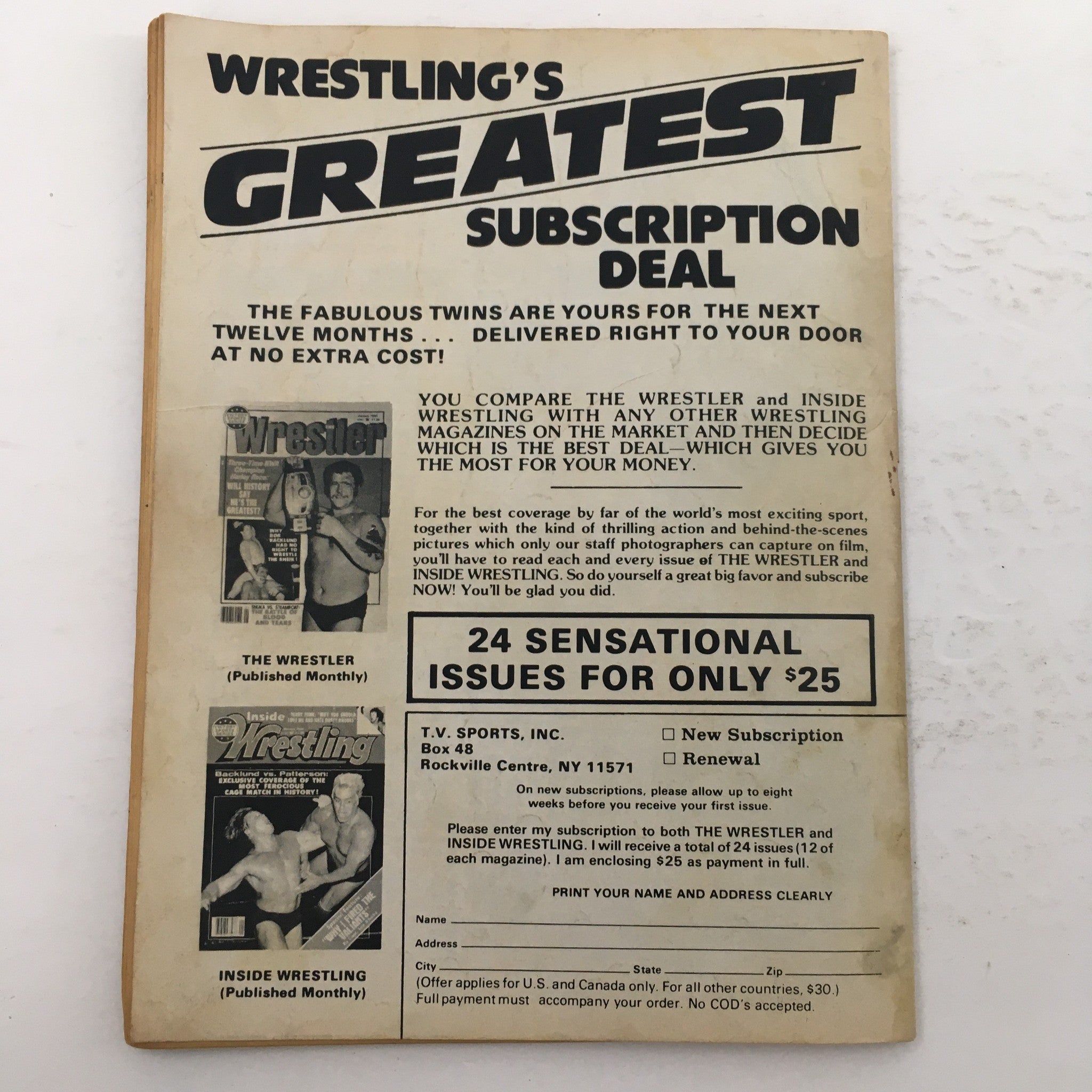 Wrestling Superstars Magazine Fall 1980 Hulk Hogan and Bruno Sammartino Feature