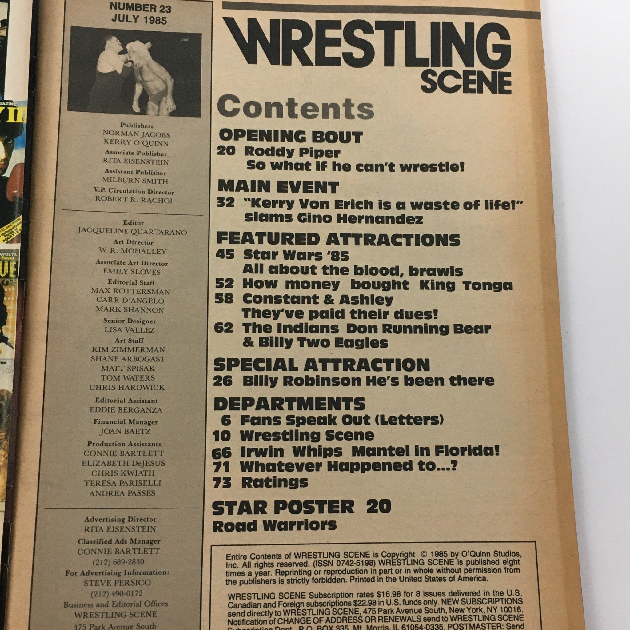 Wrestling Scene Magazine July 1985 #23 Ric Flair vs Harley Race Plus Rowdy Piper