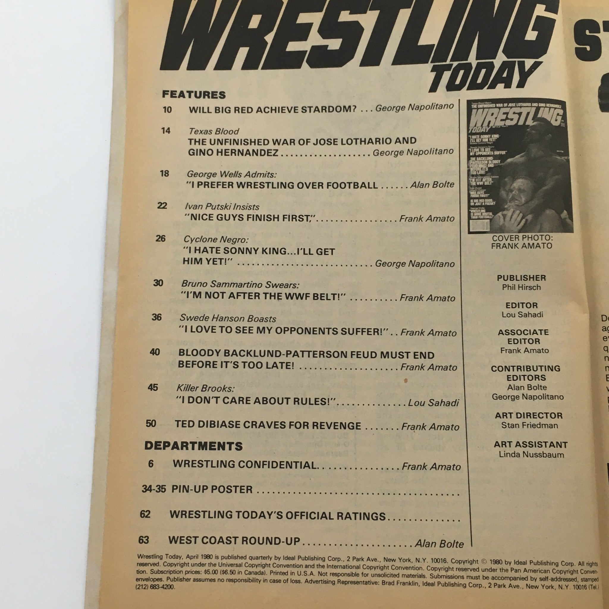 Wrestling Today Magazine 1980 #14 Ivan Putski Cover and George Wells Feature