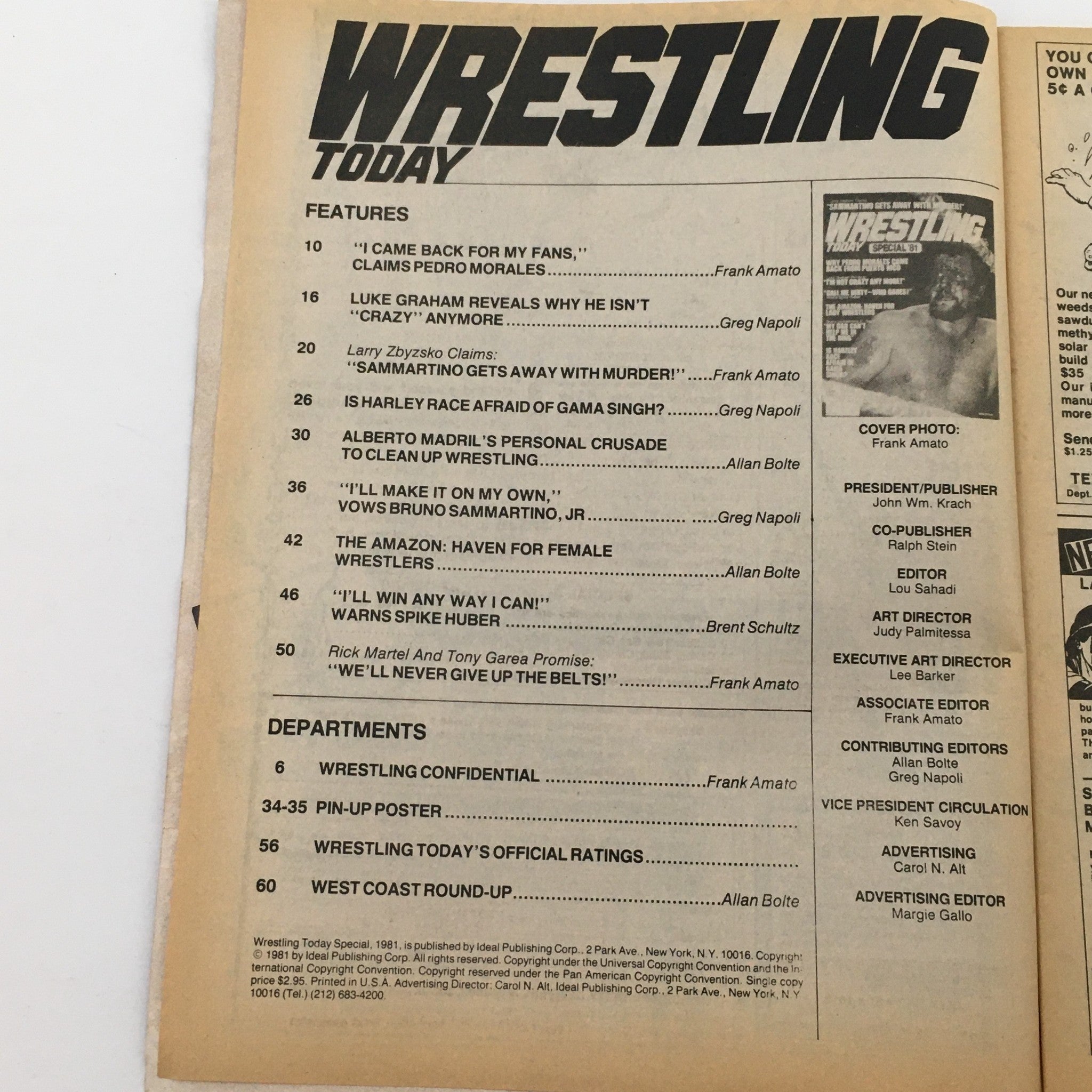 Wrestling Today Magazine May 1981 Harley Race Cover and Bruno Sammartino Feature