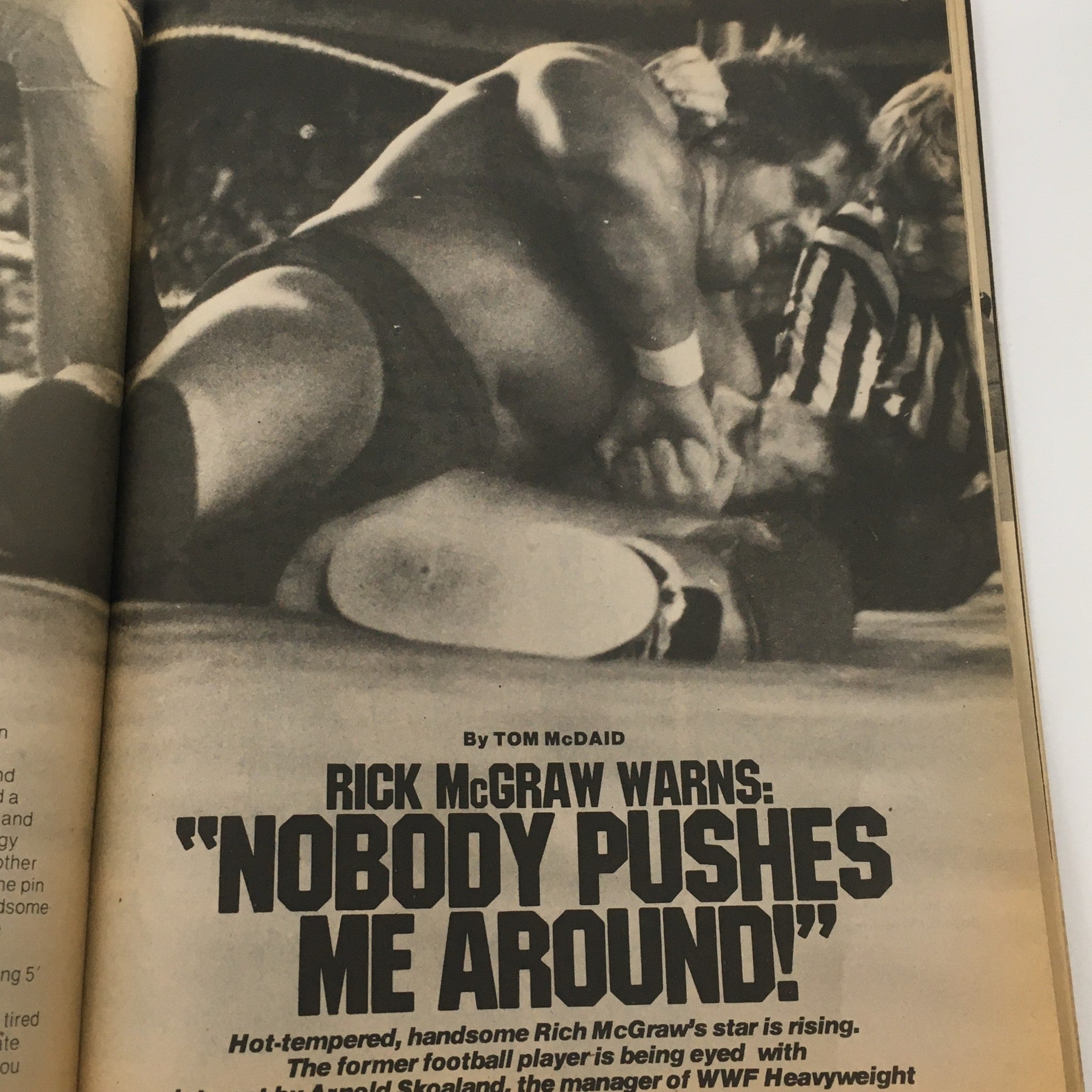 Wrestling Today Magazine January 1981 feature image showing Rick McGraw wrestling, capturing the excitement and intensity of professional wrestling during this era.