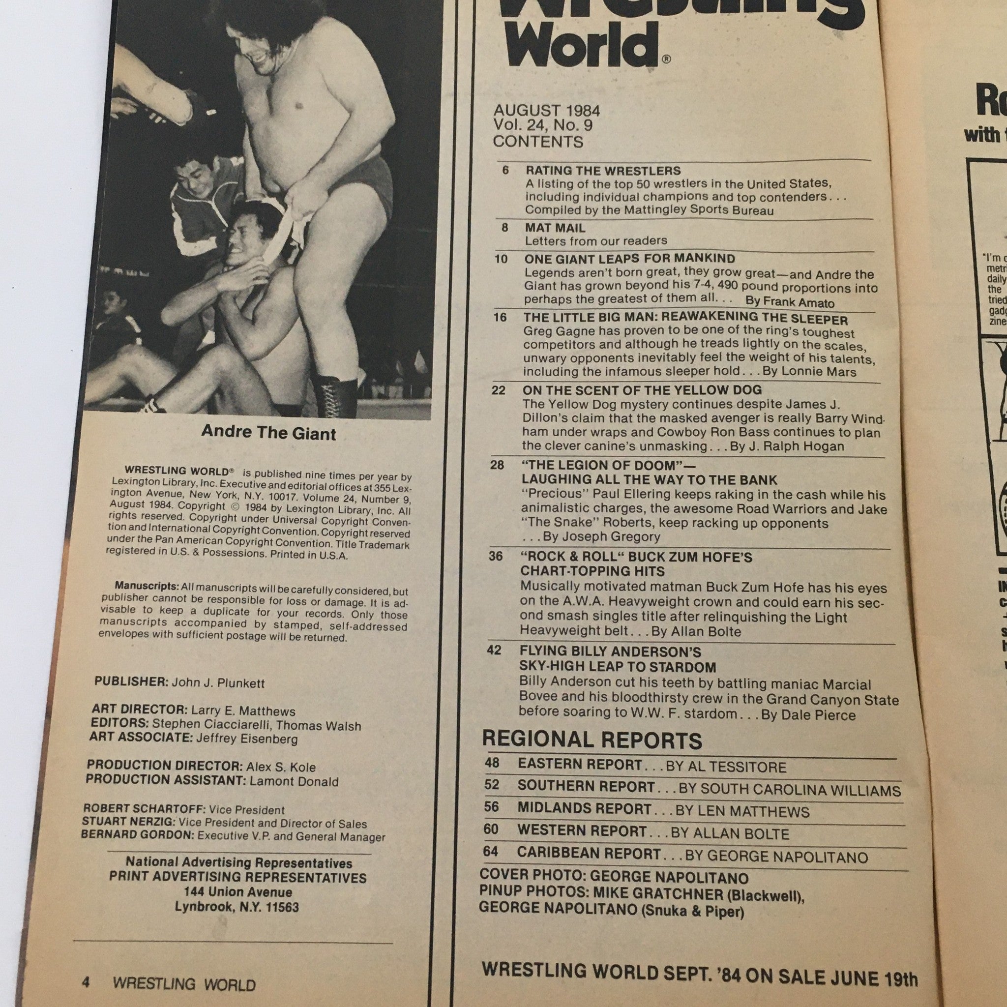 Wrestling World Magazine August 1984 Andre the Giant and Hulk Hogan Feature