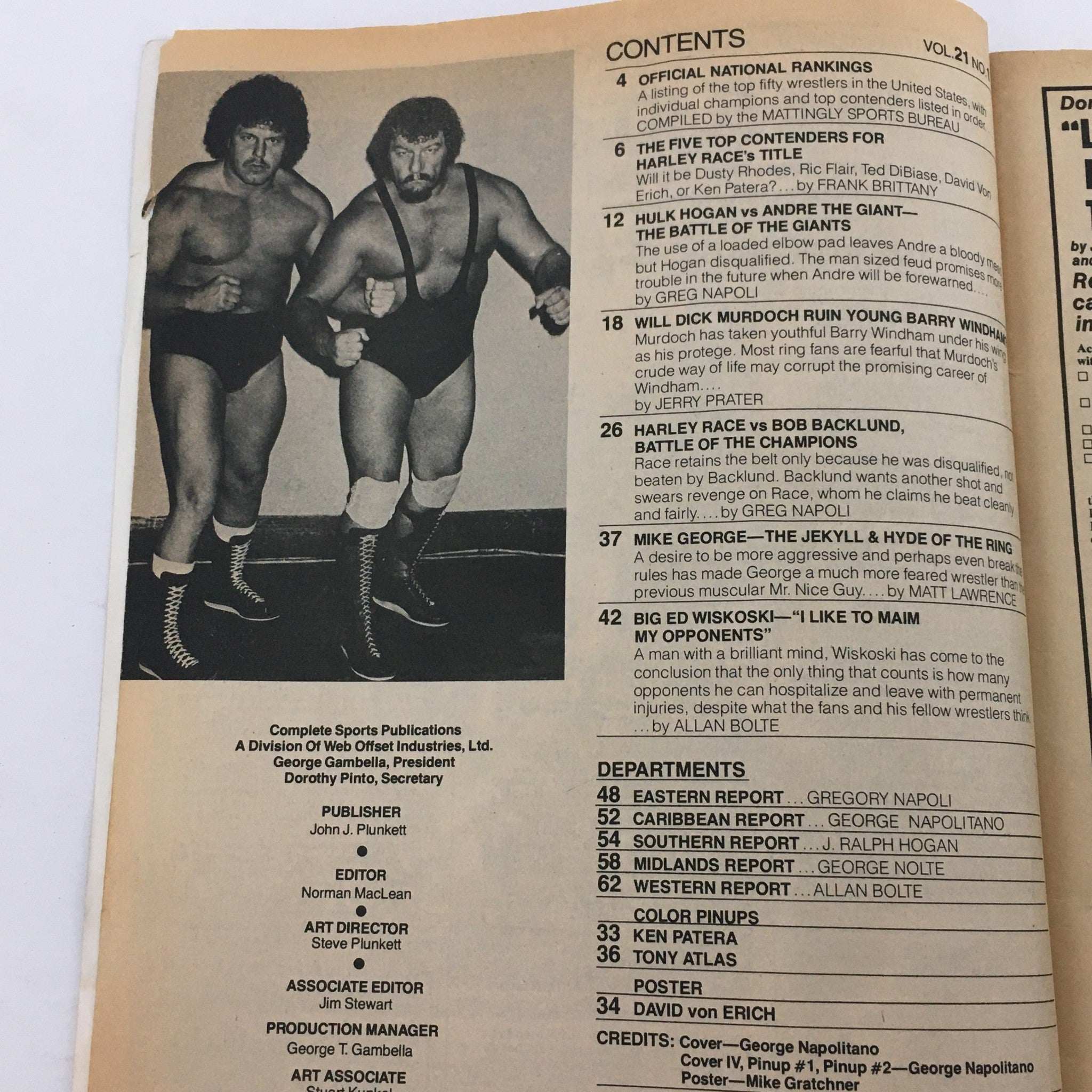 Wrestling World Magazine 1981 Ring Villain Hulk Hogan & Big Ed Wiskoski Feature