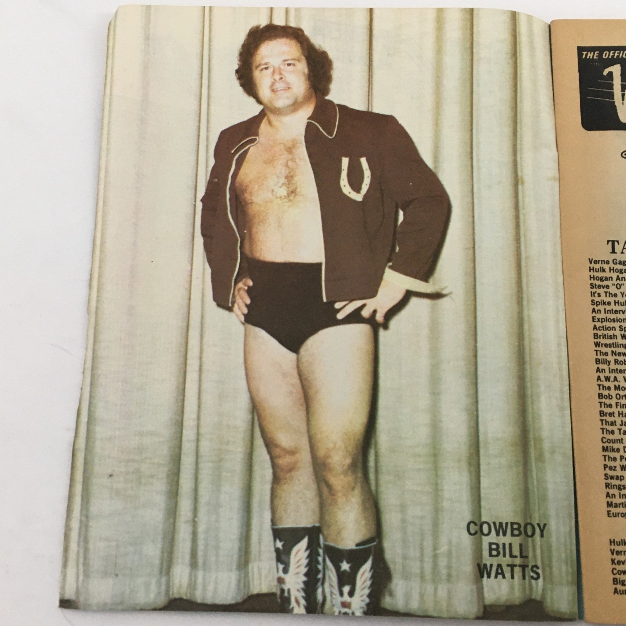 Wrestling Magazine #71 1981 features Cowboy Bill Watts in a wrestling pose, showcasing his signature look.