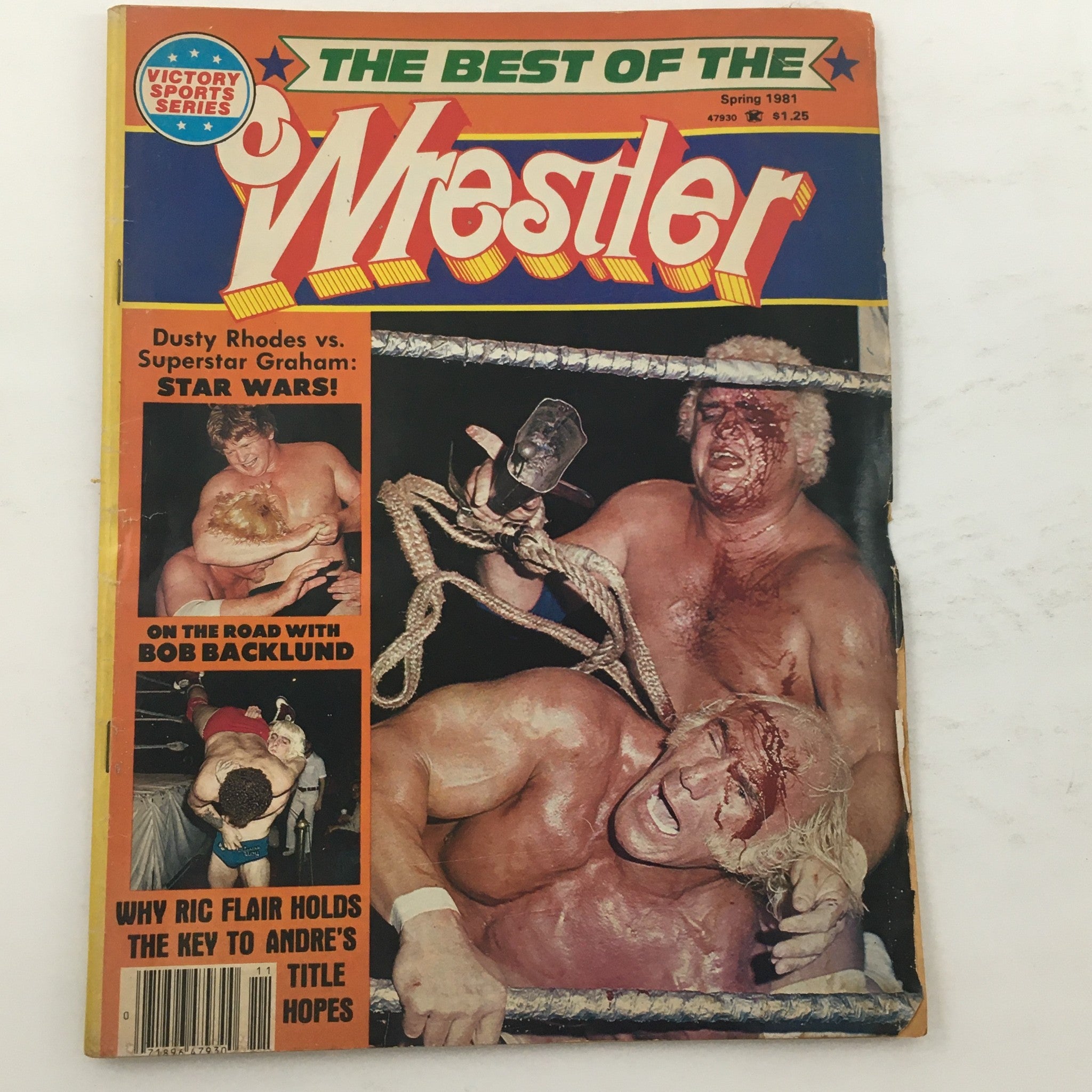 The Best of the Wrestler Magazine Spring 1981 cover featuring iconic wrestlers Dusty Rhodes, Superstar Graham, and key highlights of Ric Flair vs Andre the Giant.