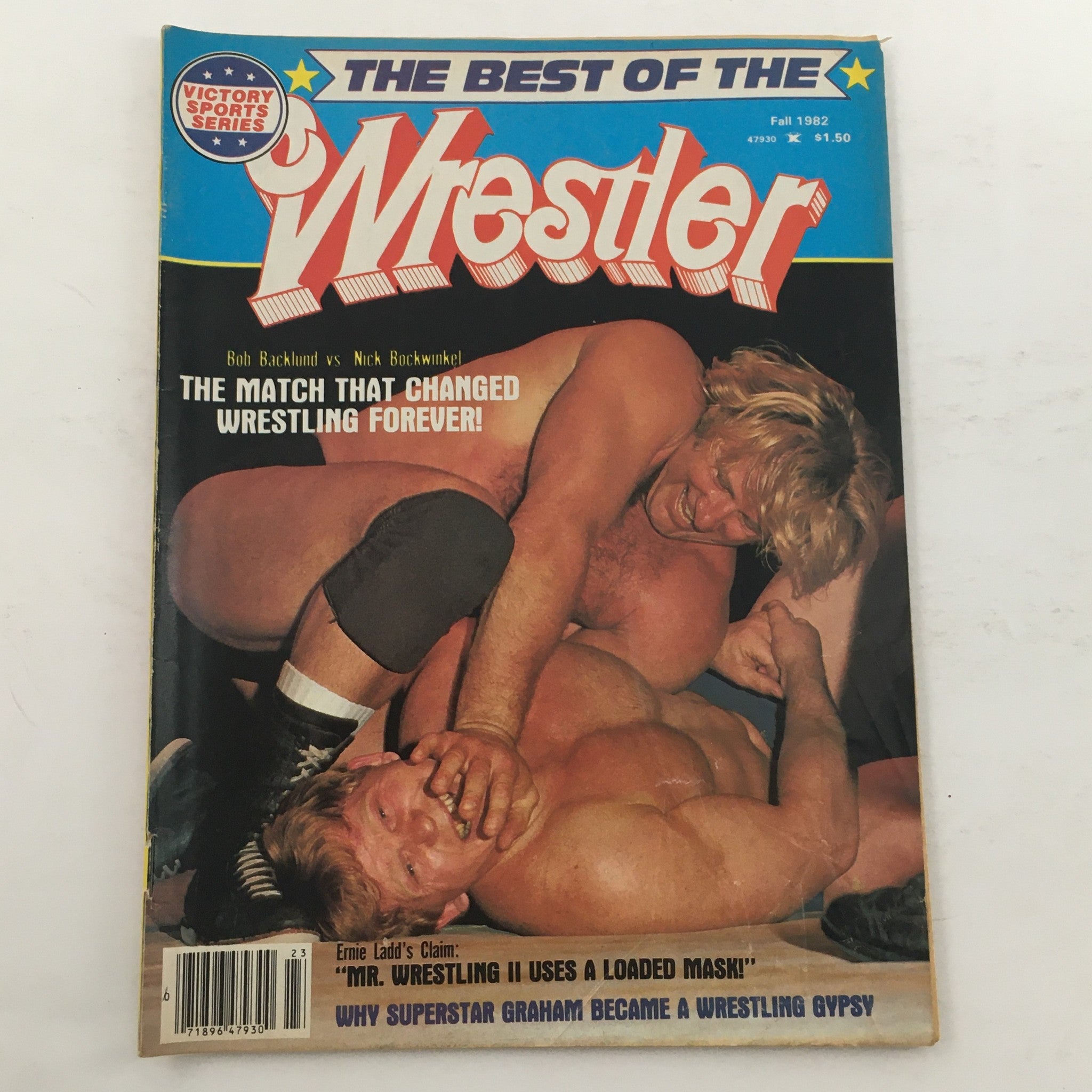 Cover of The Best of the Wrestler Magazine Fall 1982 featuring Bob Backlund vs Nick Bockwinkel, highlighting a dramatic wrestling scene.