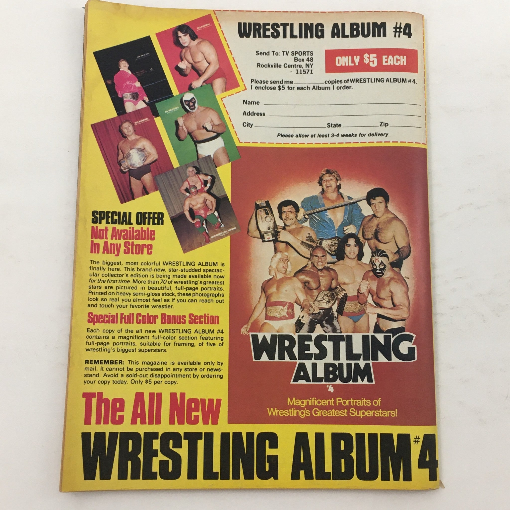 Back cover of The Best of the Wrestler Magazine Fall 1982 showcasing a special offer for Wrestling Album #4.