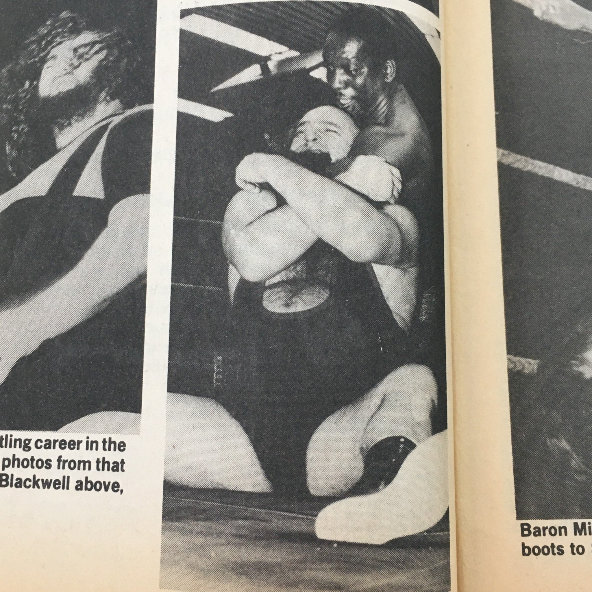 Action shot of wrestlers from The Ring's Wrestling Magazine October 1981, highlighting the intensity and athleticism of wrestling matches.