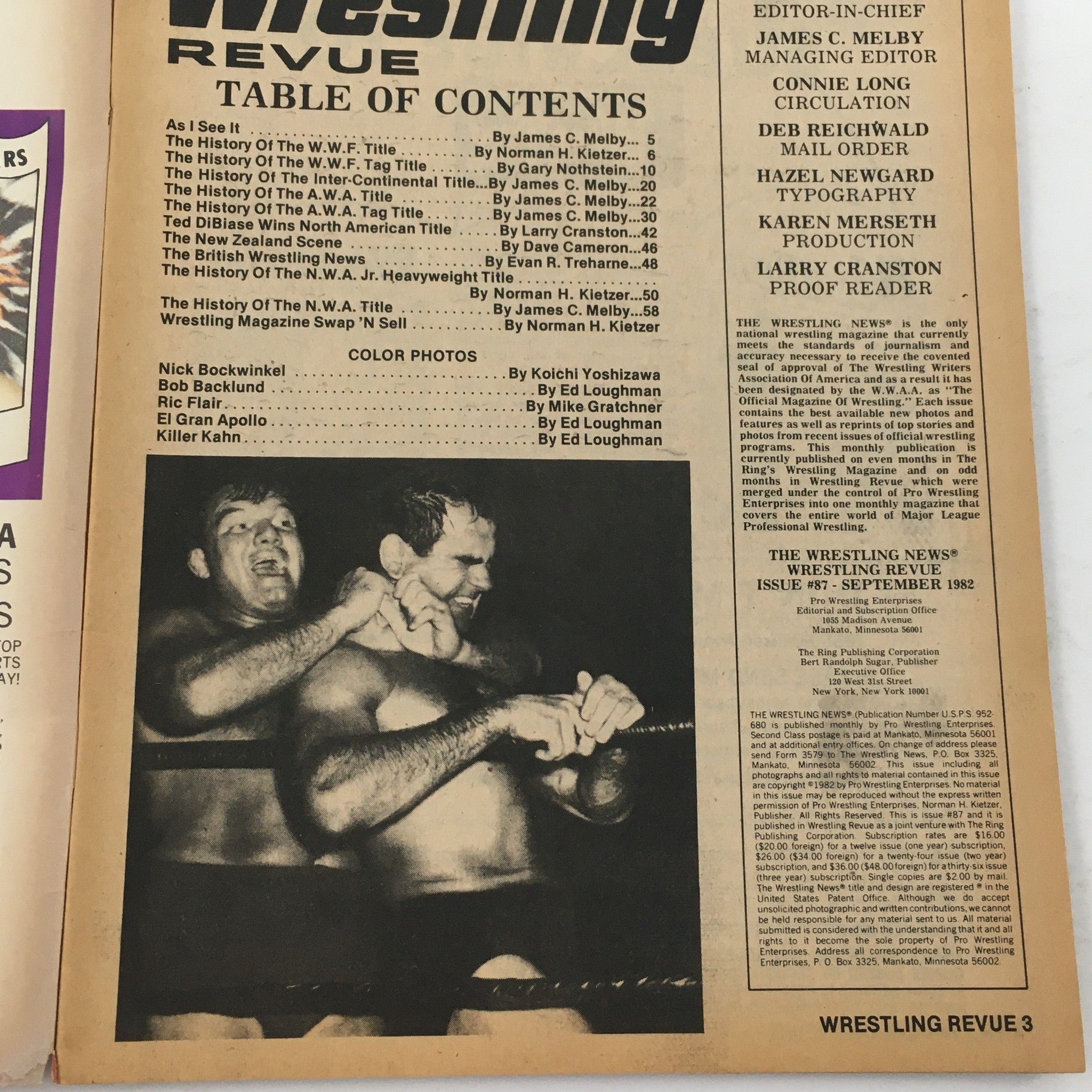 Wrestling Revue Magazine September 1982 Ric Flair Bob Backlund & Nick Bockwinkel