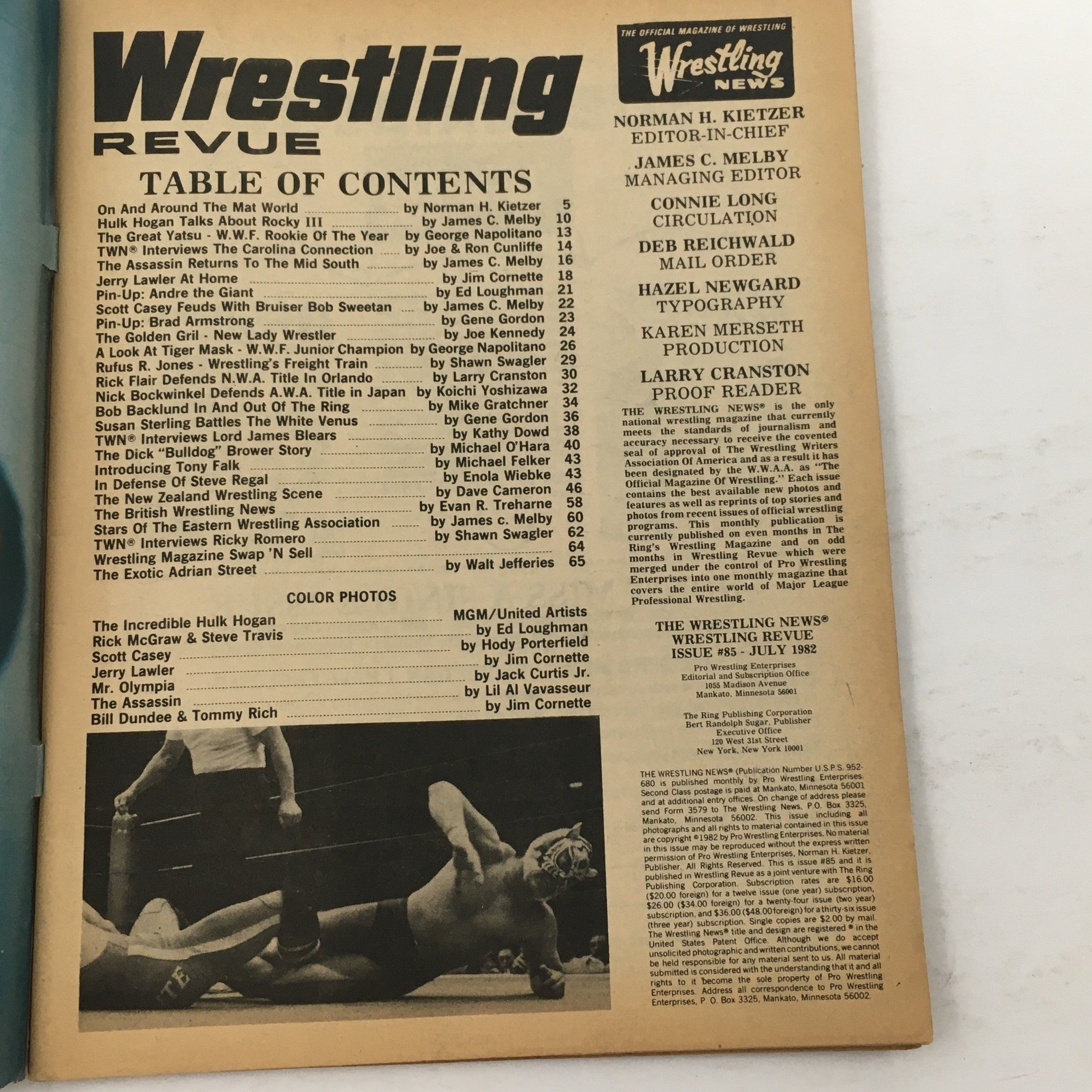 Wrestling Revue Magazine July 1982 Sylvester Stallone vs Incredible Hulk Hogan