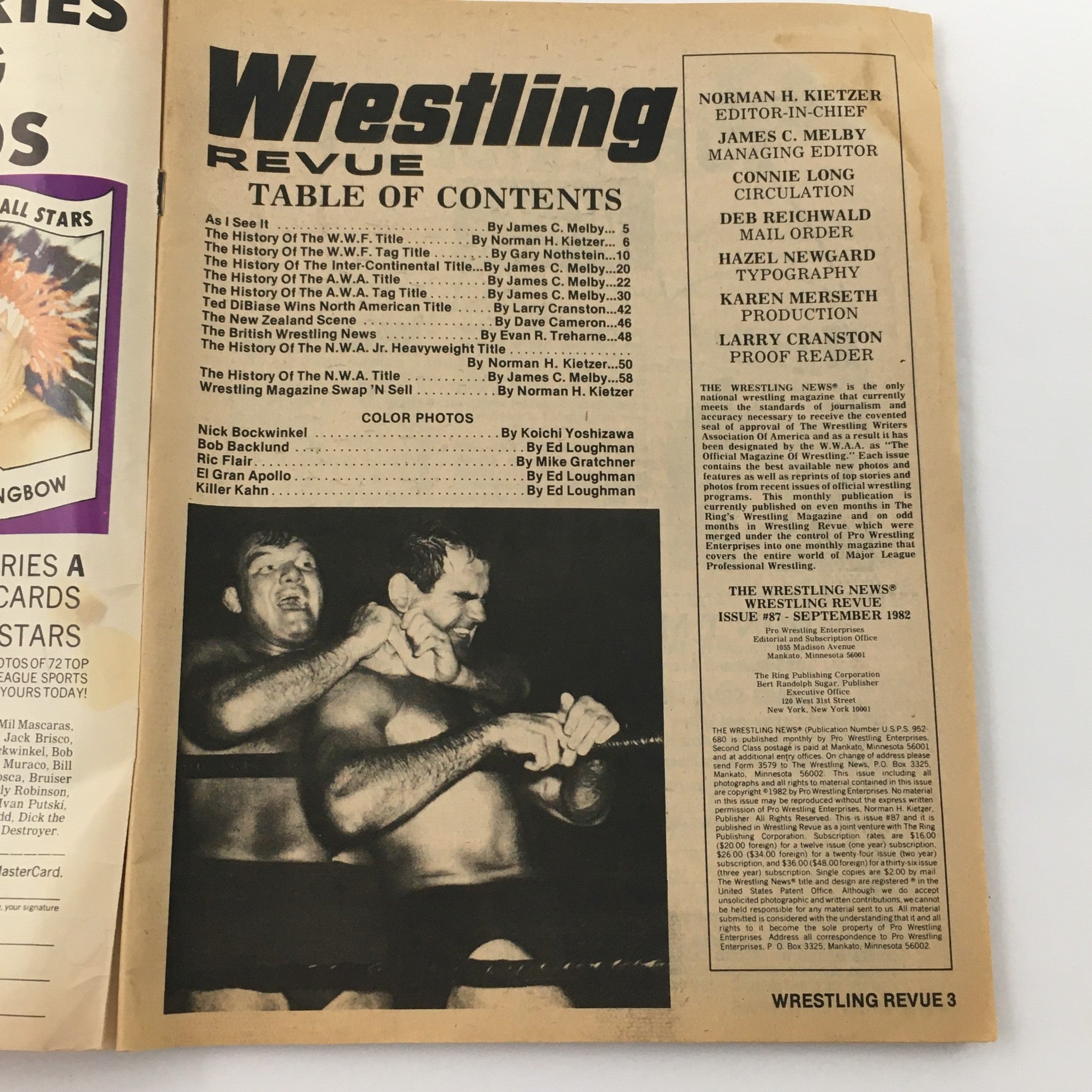 Wrestling Revue Magazine September 1982 Ric Flair and Bob Backlund Feature