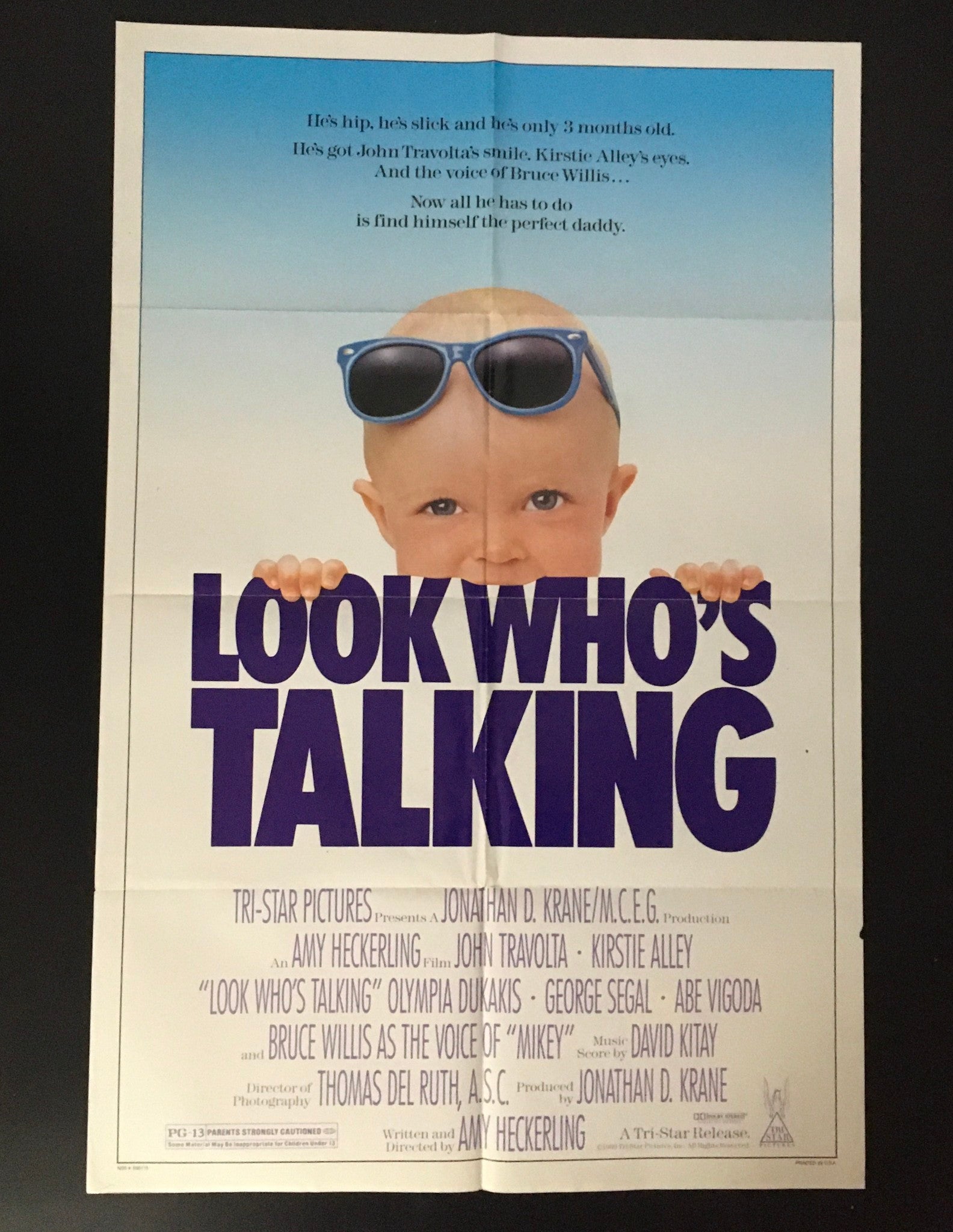 1989 Look Who's Talking 41" x 27" Original Movie Poster John Travolta