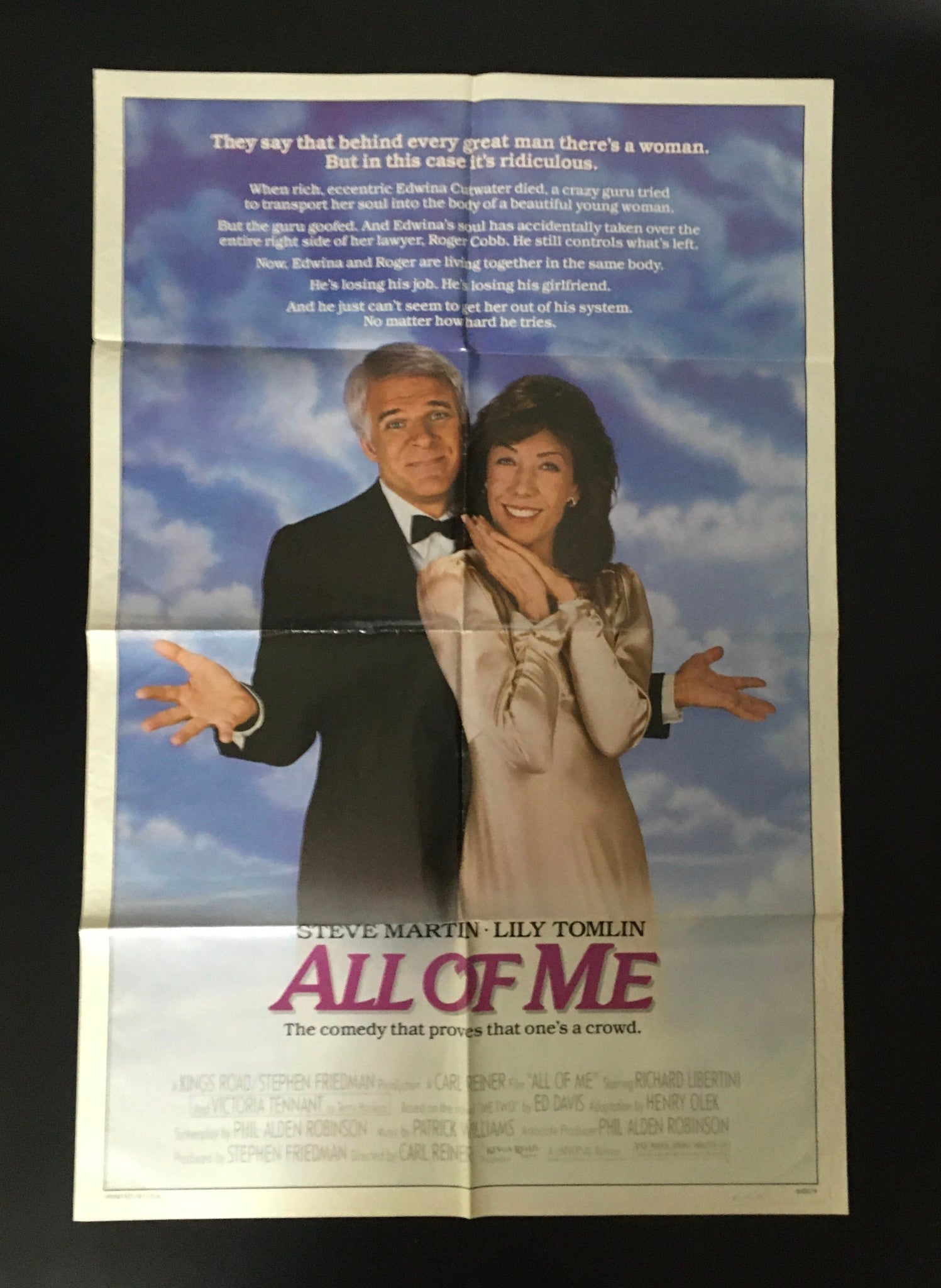 1984 All of Me 41" x 27" Original Movie Poster Stever Martin, Lily Tomlin