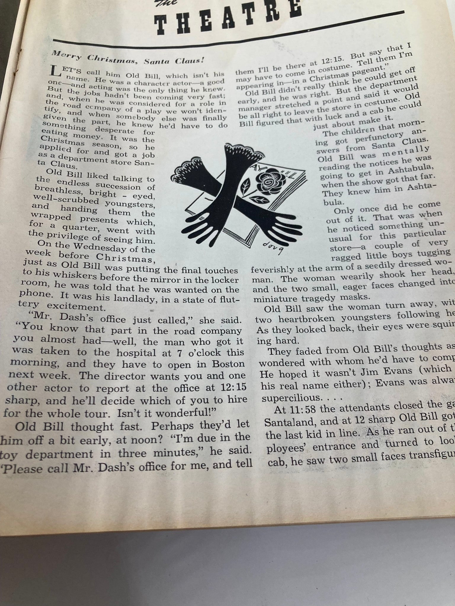 1948 Playbill Morosco Theatre with a humorous Christmas story about a character named Old Bill.