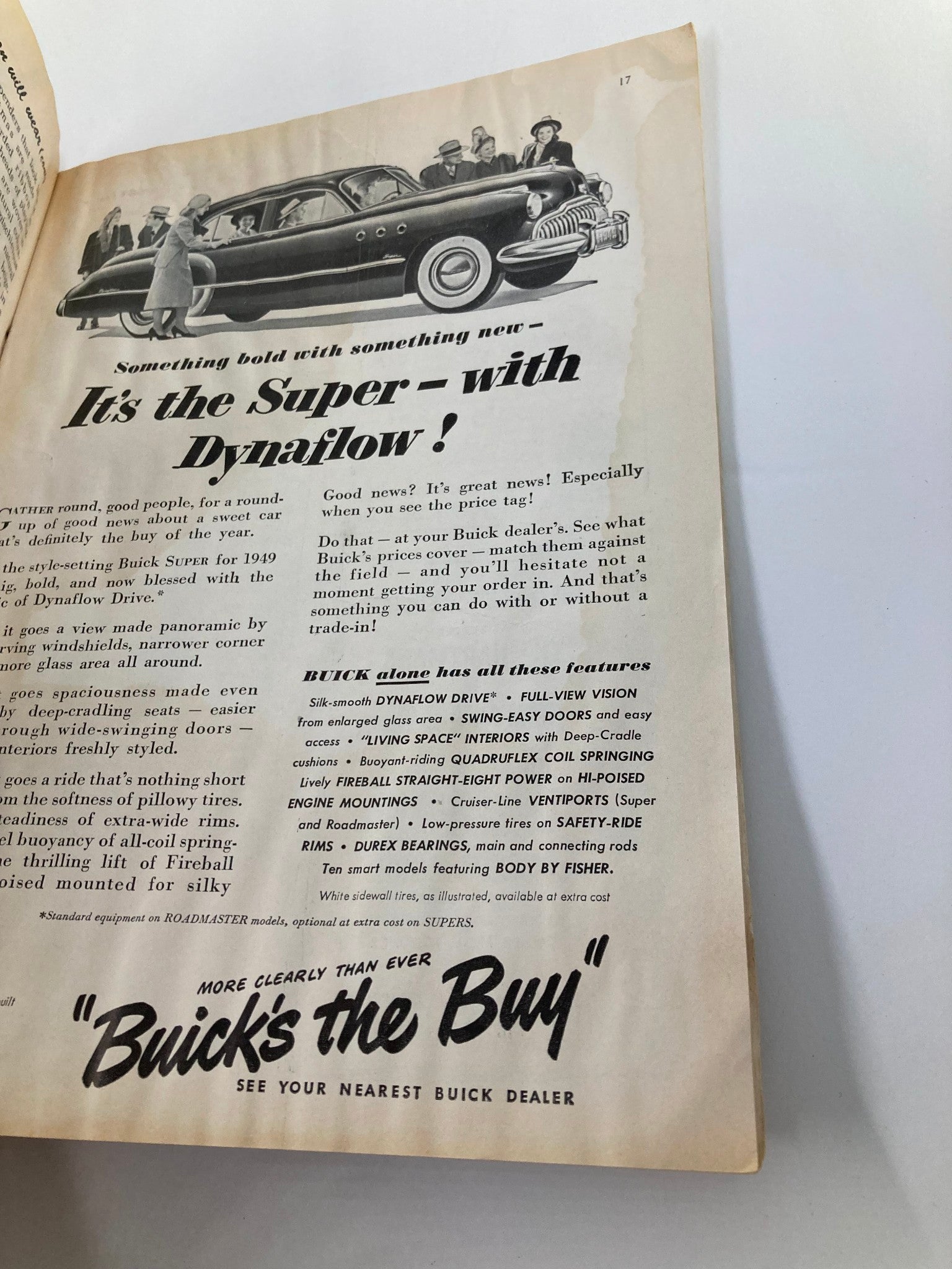 1948 Playbill Morosco Theatre advertisement for the Buick Super showcasing the sleek design of the car.