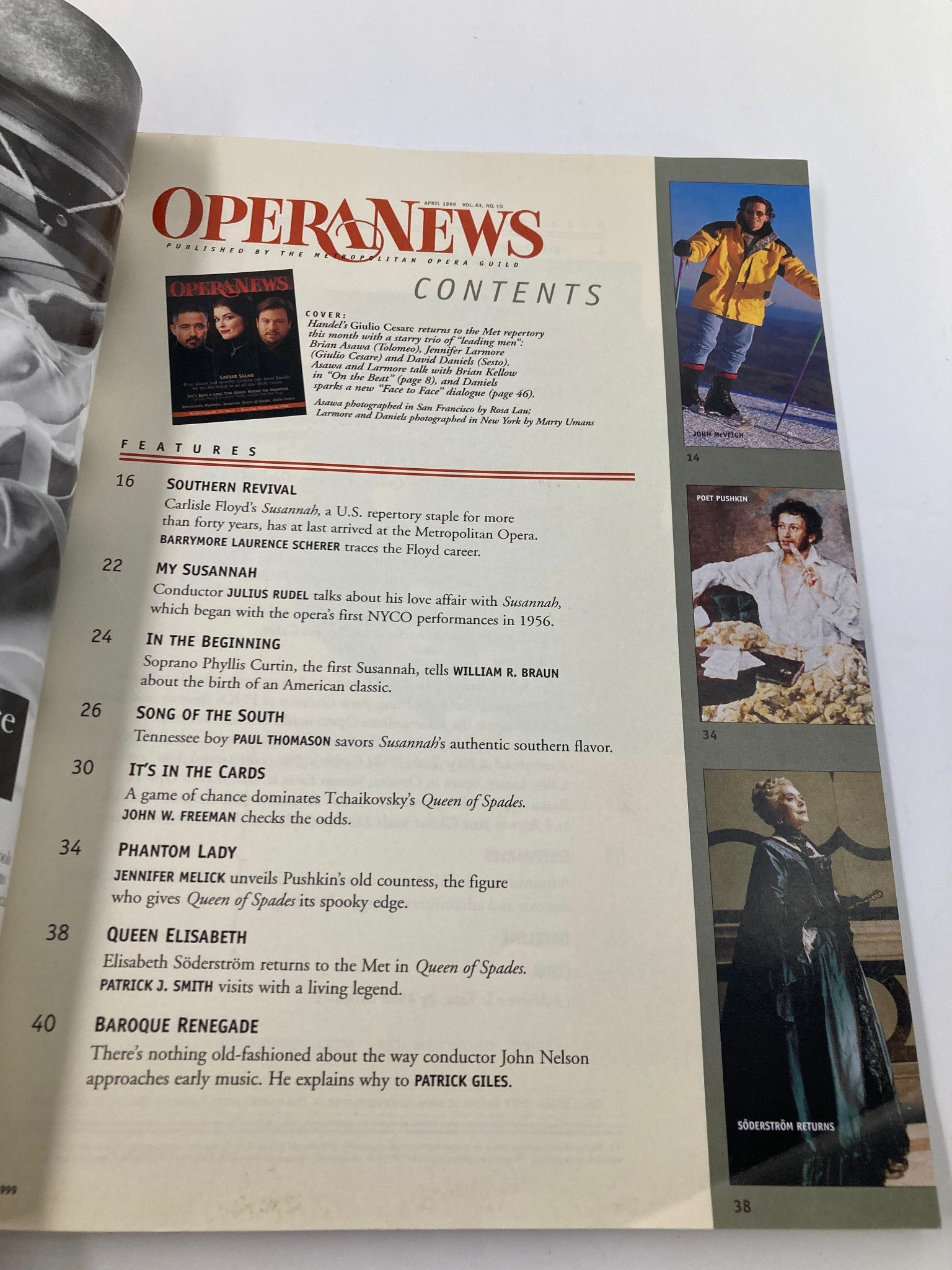 Opera News Magazine April 1999 Brian Asawa, Jennifer Larmore & David Daniels