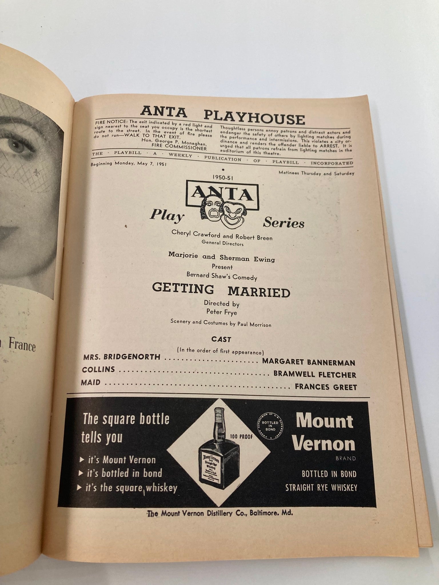 1951 Playbill Anta Playhouse Margaret Bannerman in Getting Married