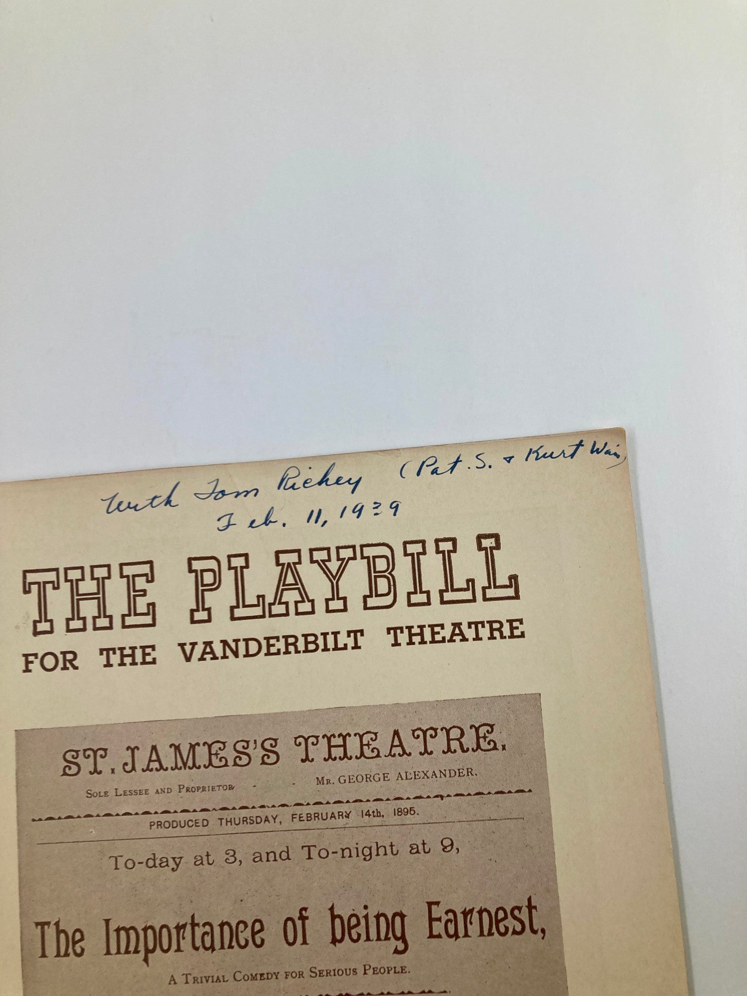 1939 Playbill Vanderbilt Theatre Clifton Webb in The Importance of Being Earnest