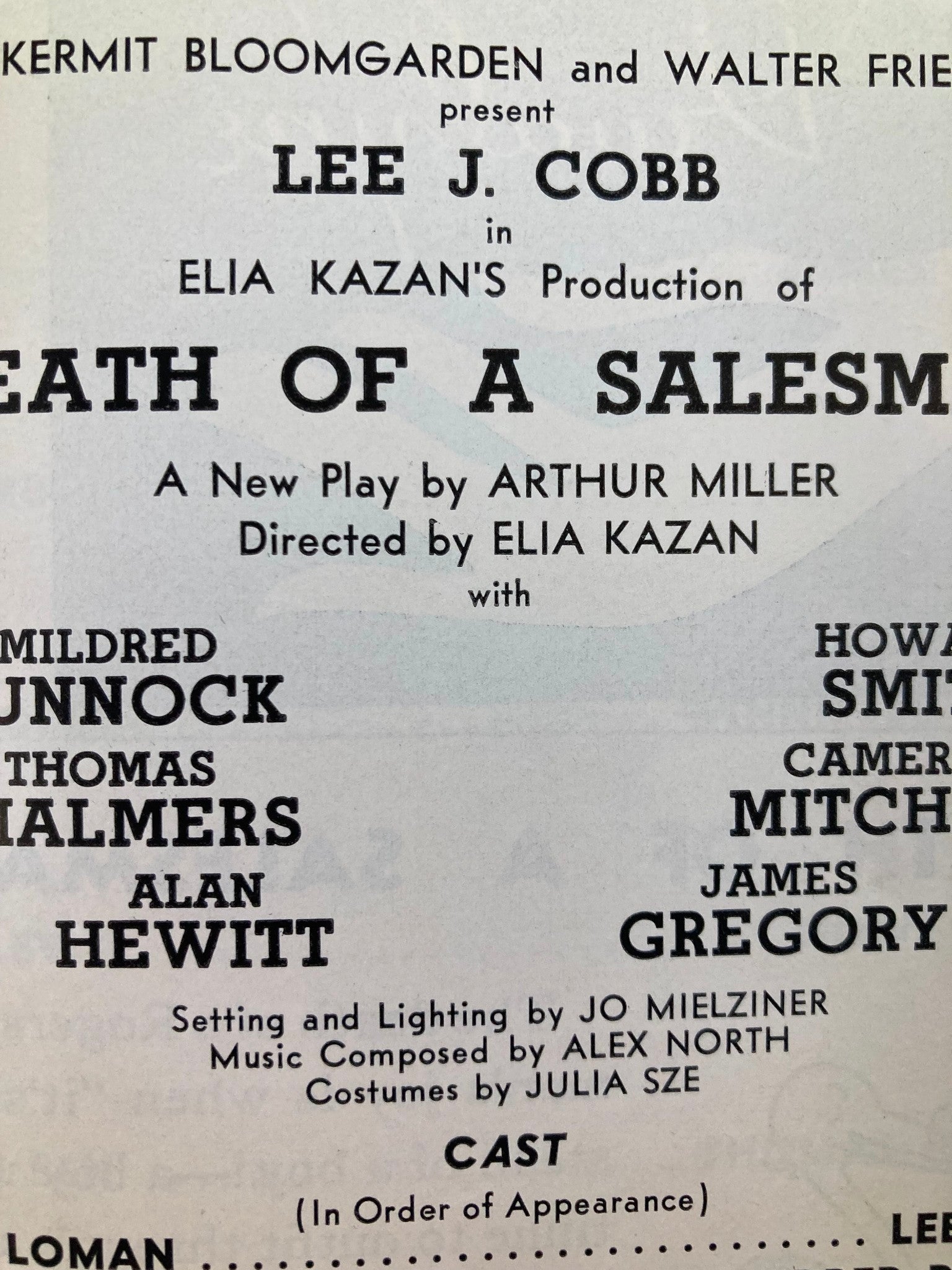 1949 Playbill Morosco Theatre Gene Lockhart, Alan Hewitt in Death of a Salesman