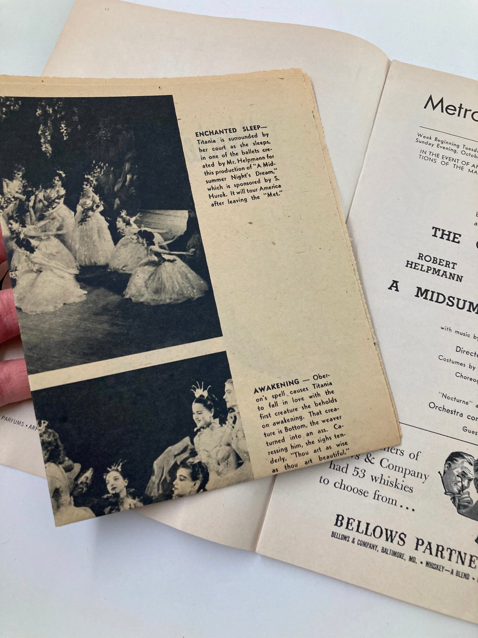 1954 Souvenir Program Metropolitan Opera House A Midsummer Night's Dream