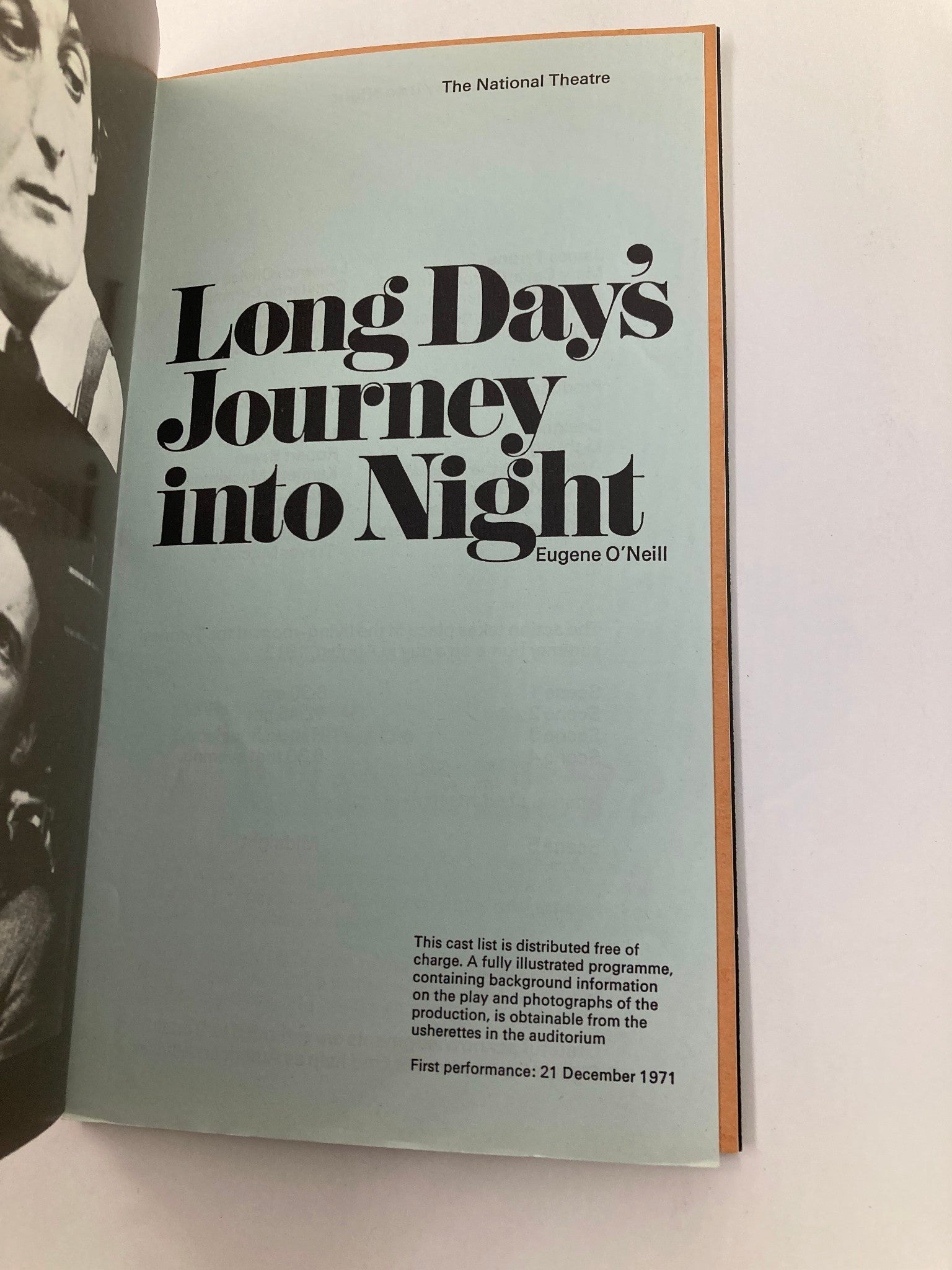 1963-1971 Souvenir Program The National Theatre Long Day's Journey Into Night